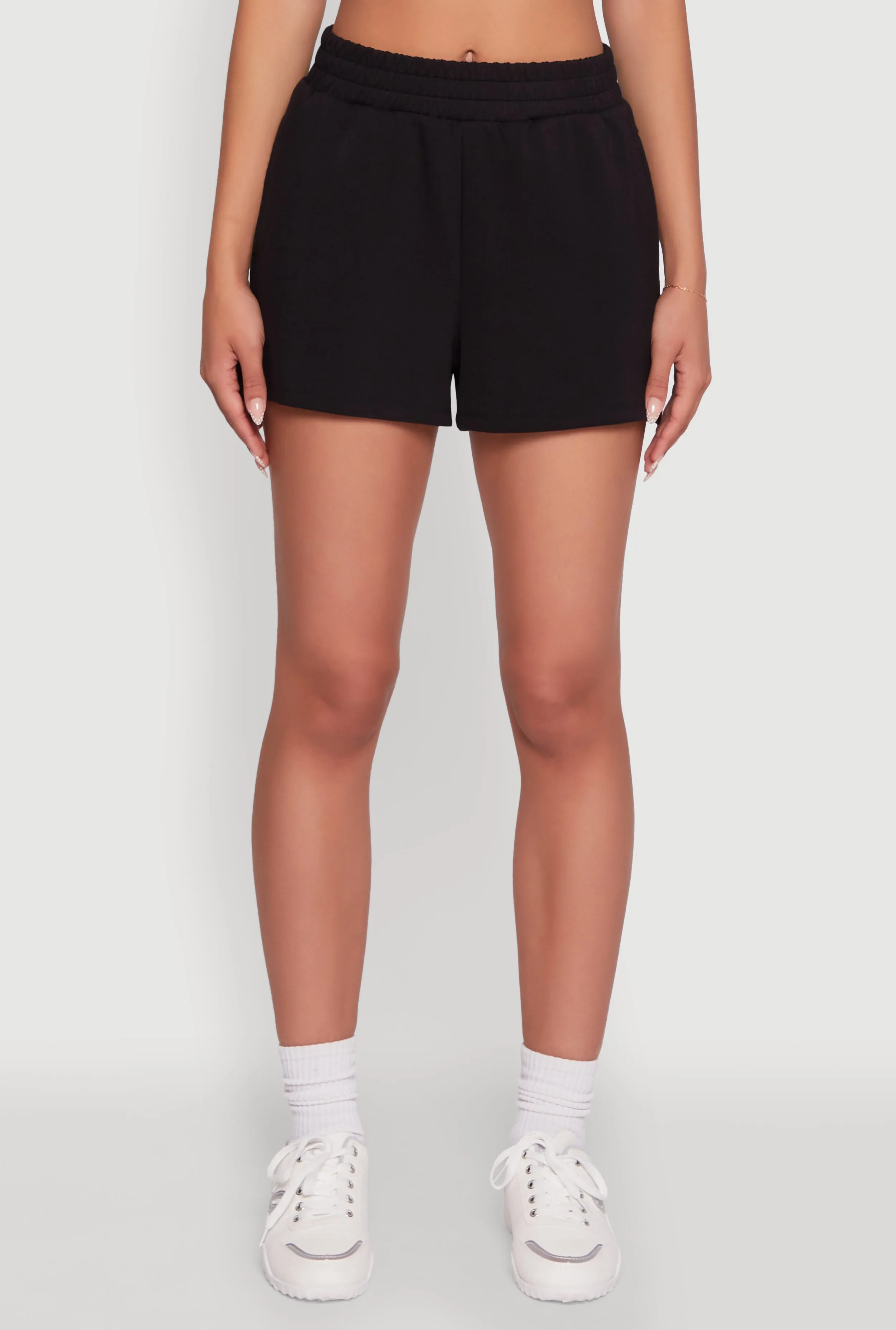 Non Restrictive Fit high - rise Elastic Waist Side Slit Sweatshorts
