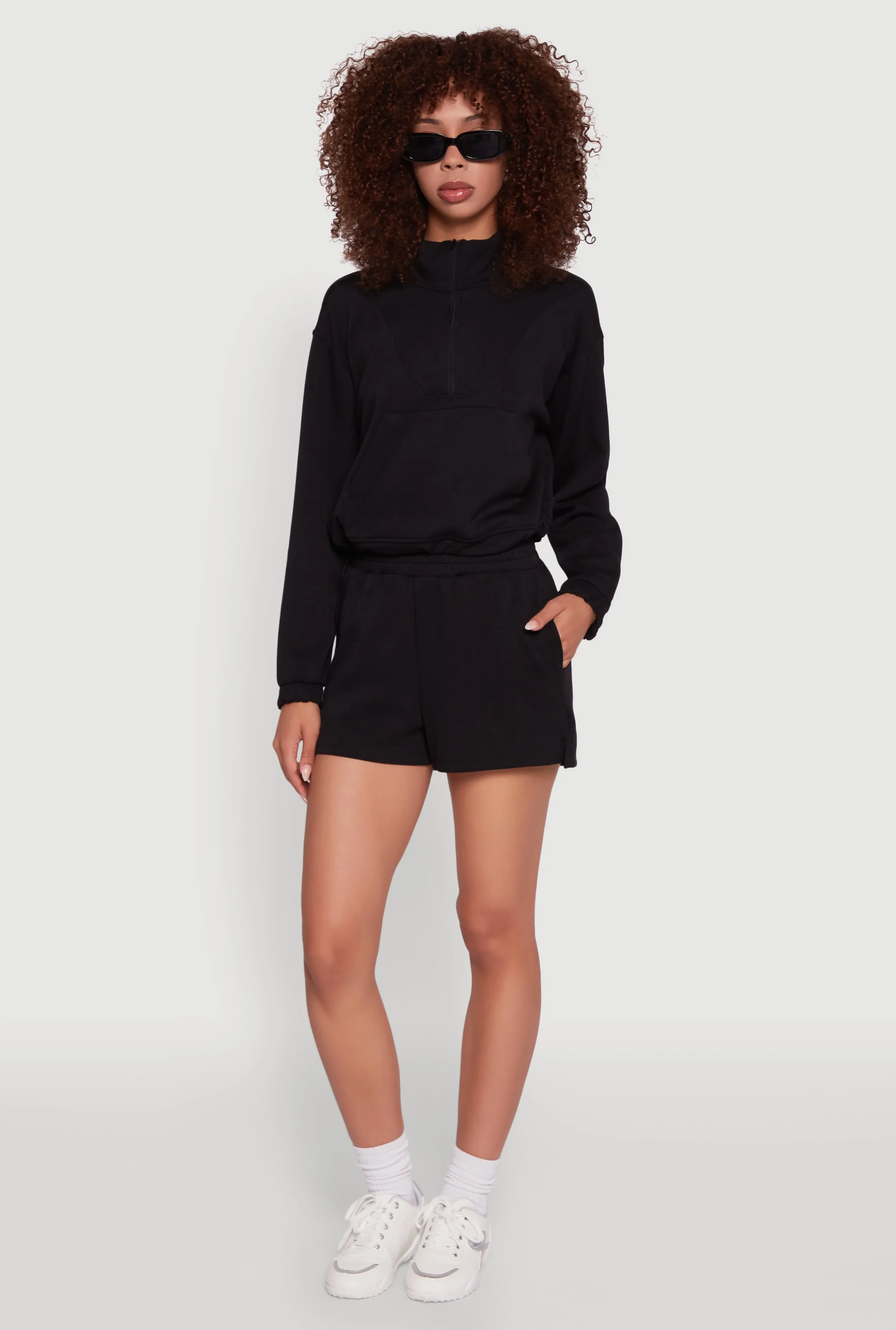 laid-back style Elastic Waist Side Slit Sweatshorts