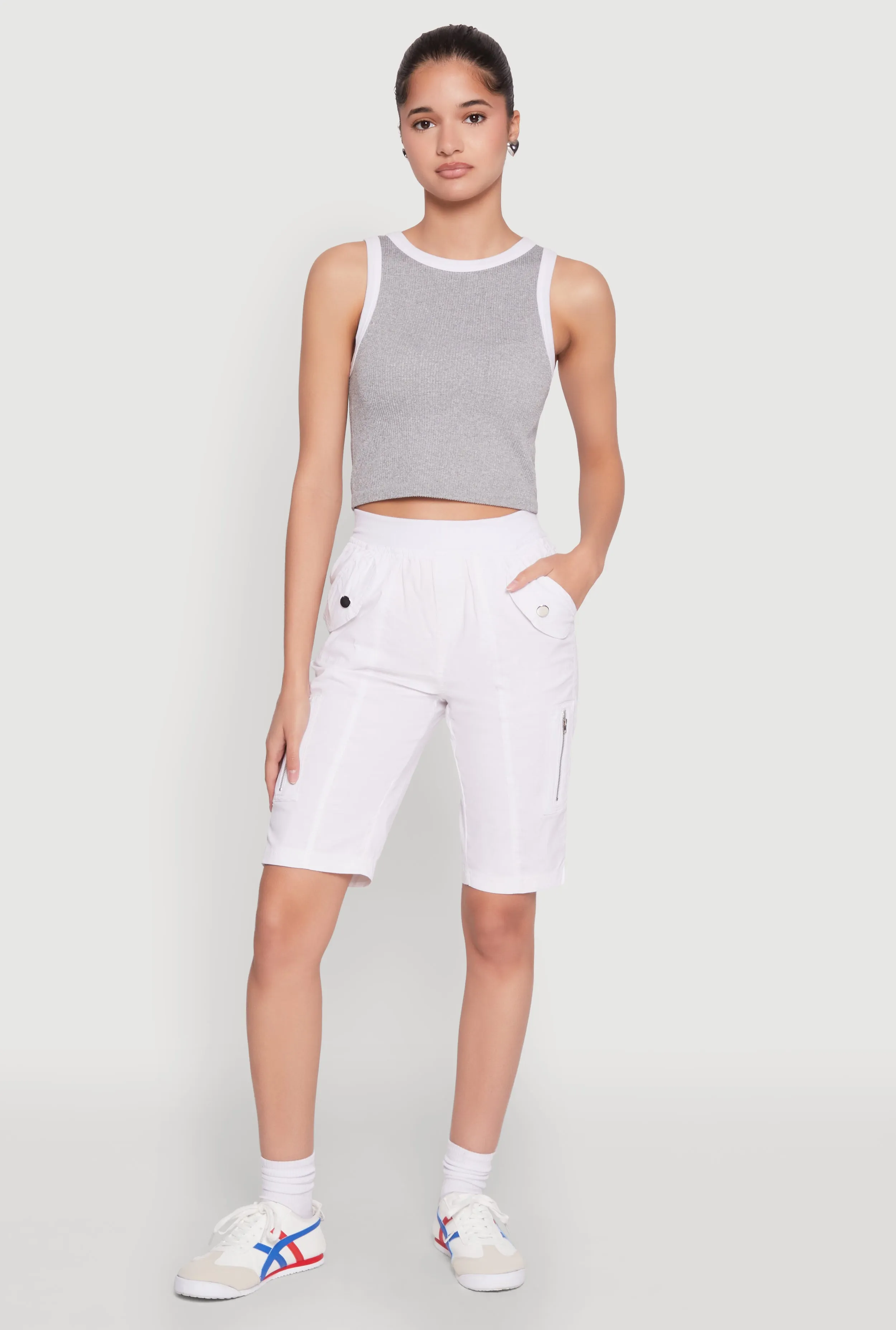 Side Zip Cargo Pocket Bermuda Shorts Cool Fit Classic Vibe