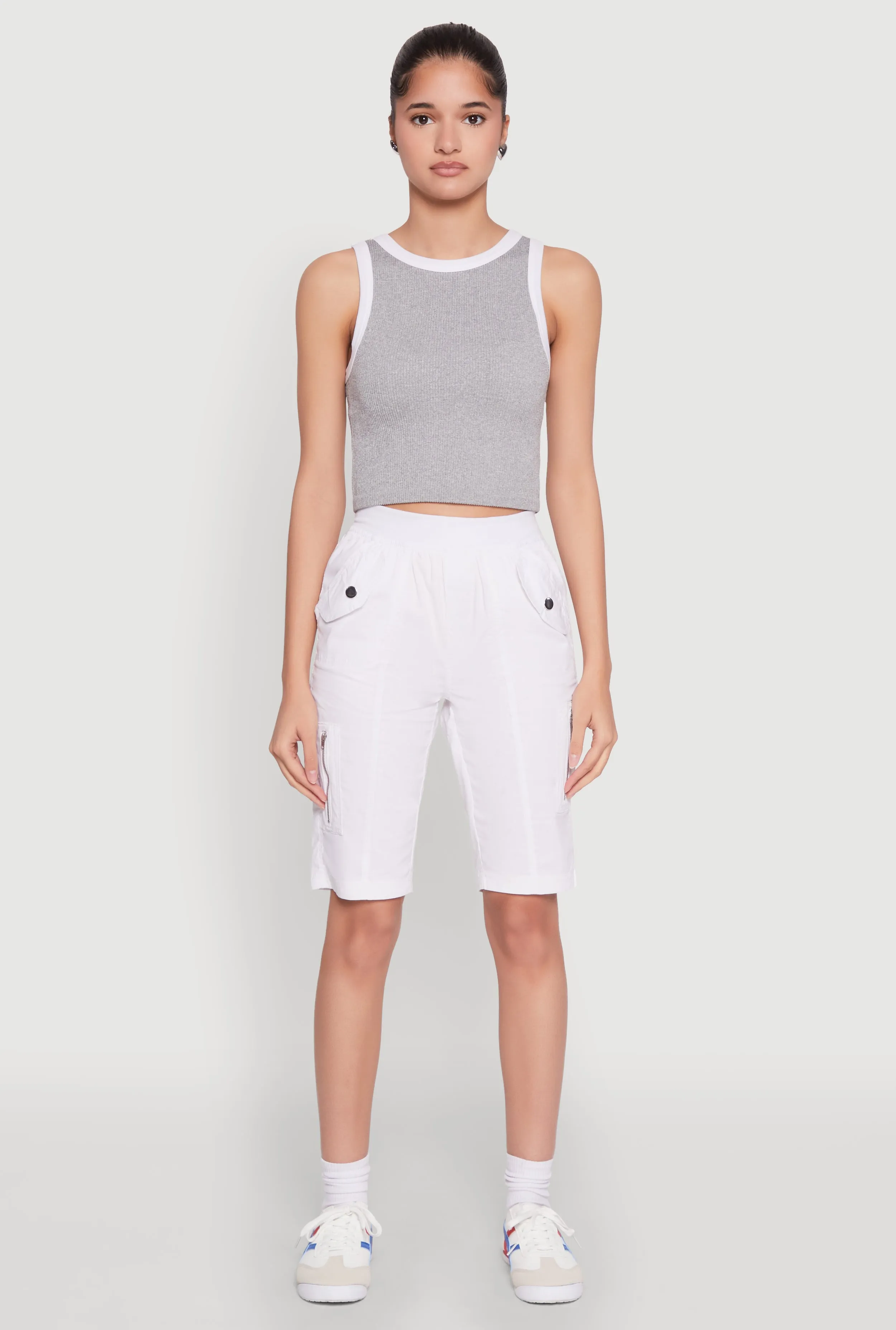 Side Zip Cargo Pocket Bermuda Shorts MeshVentilation Sweat Wicking Channels