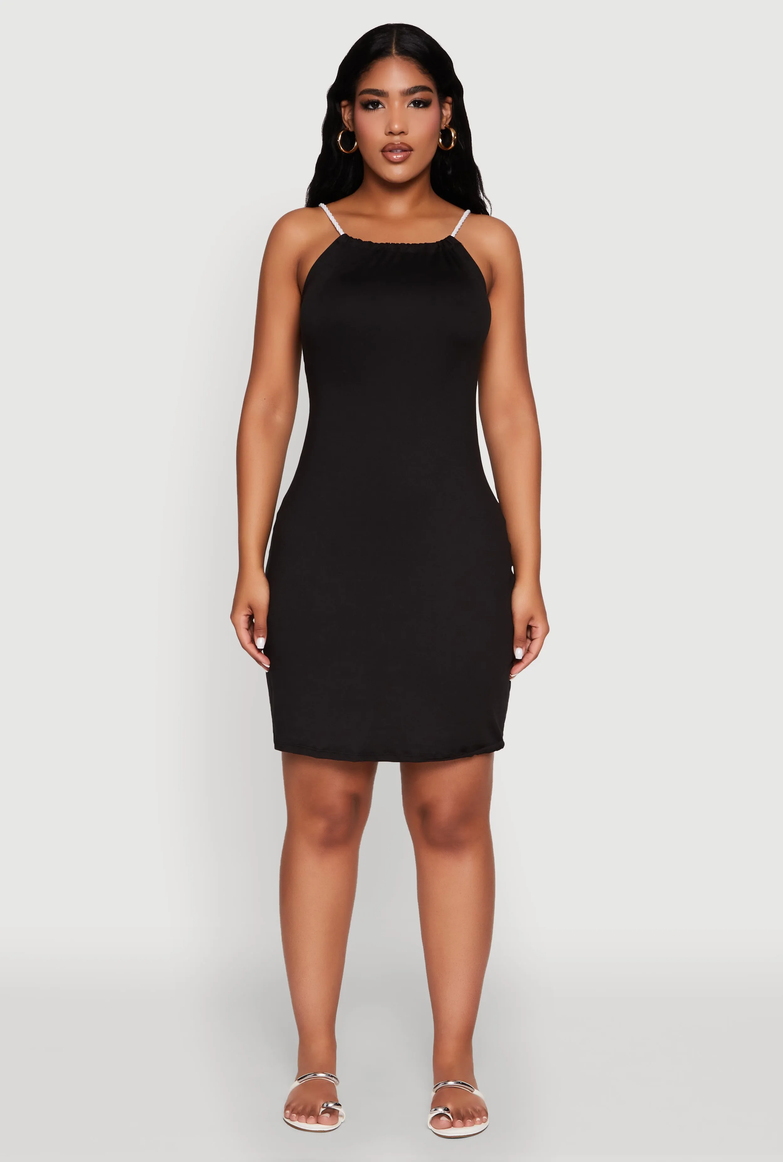Club Star Almost Famous Rope Strap Mini Dress