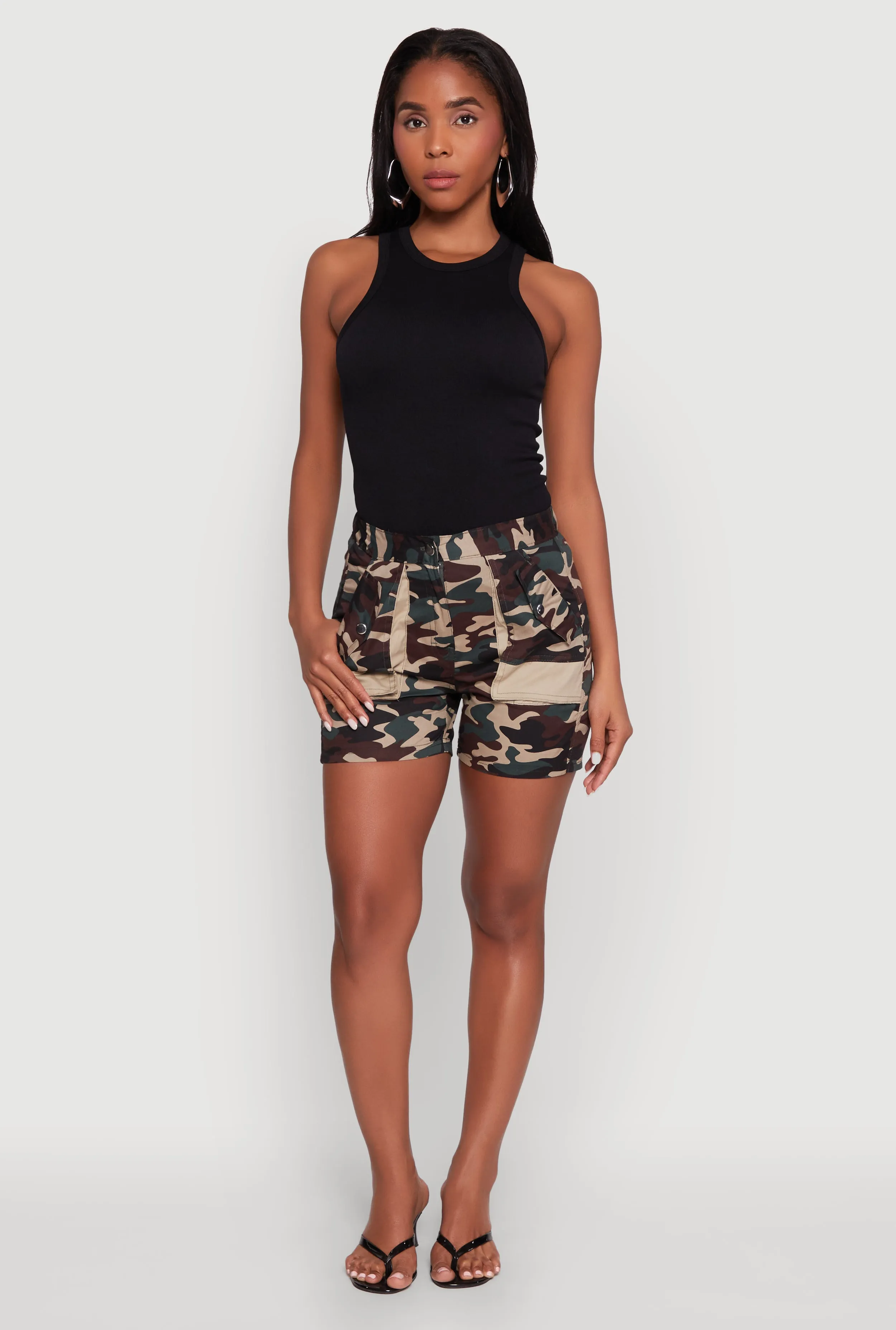 High-Performance Fit Camouflage Cargo Pocket Shorts