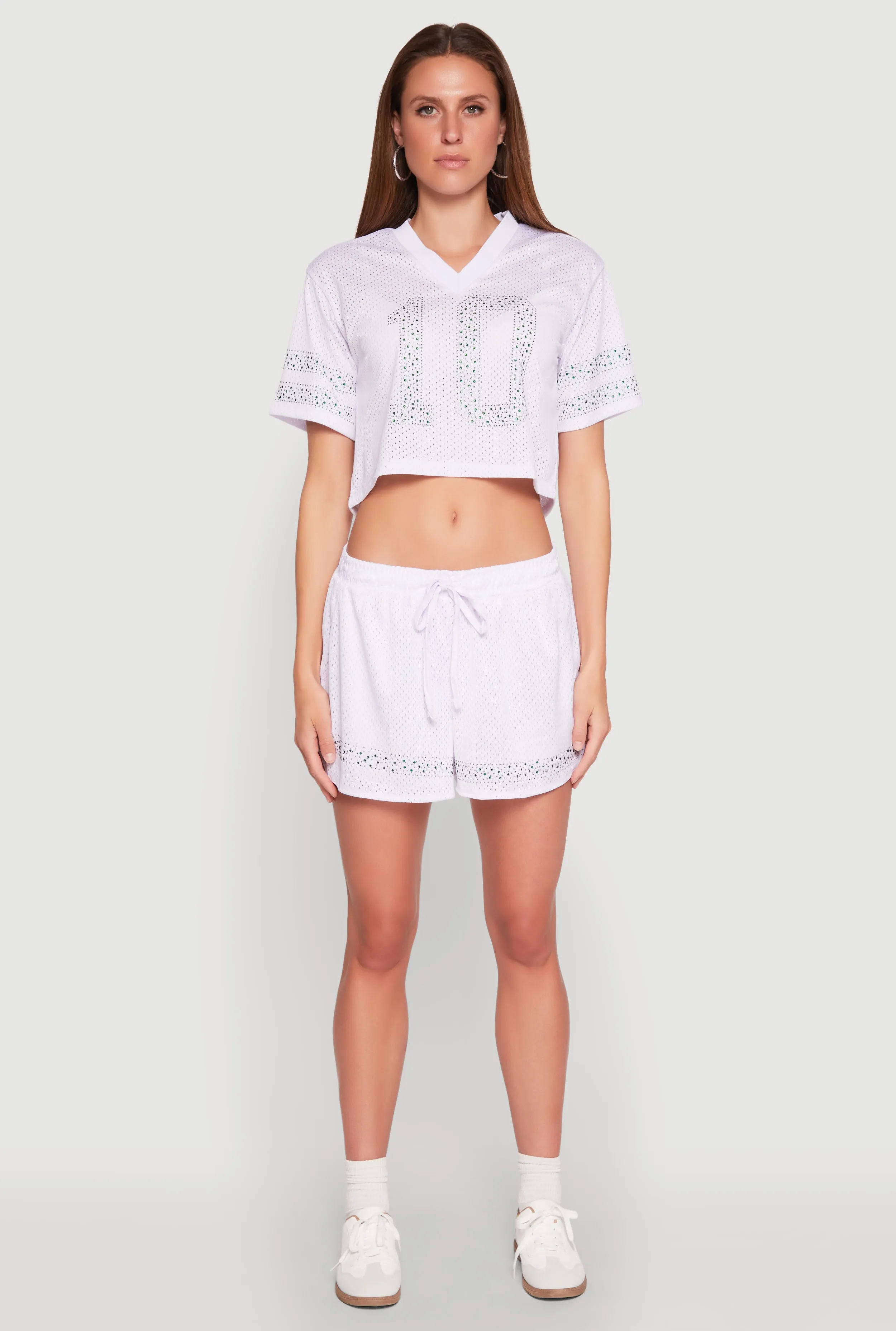 Rhinestone Varsity Stripe Mesh Jersey back to school