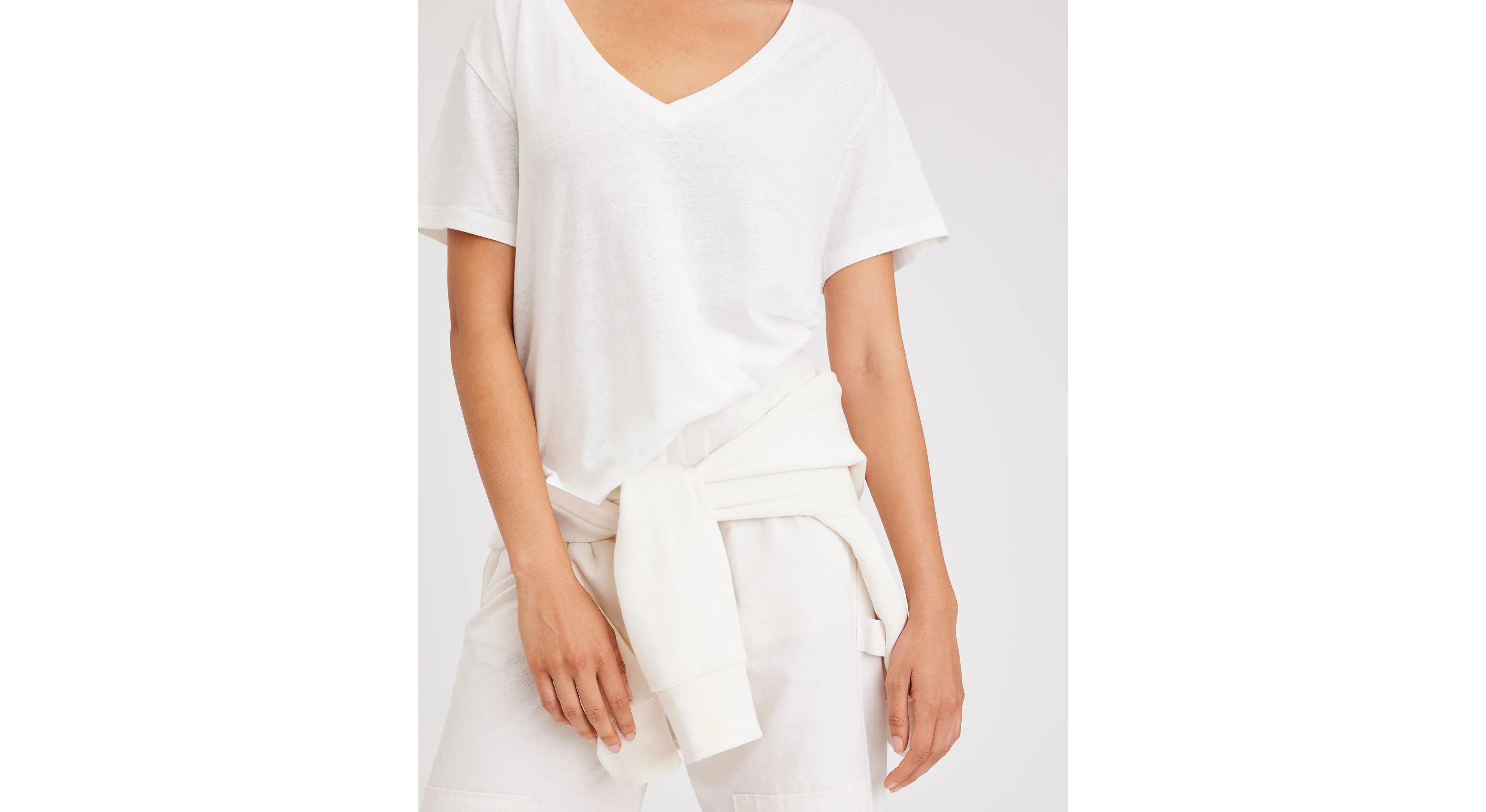 Deep V-Neck Tee, Regular Fit SplitHemDesign EcoConscious Production