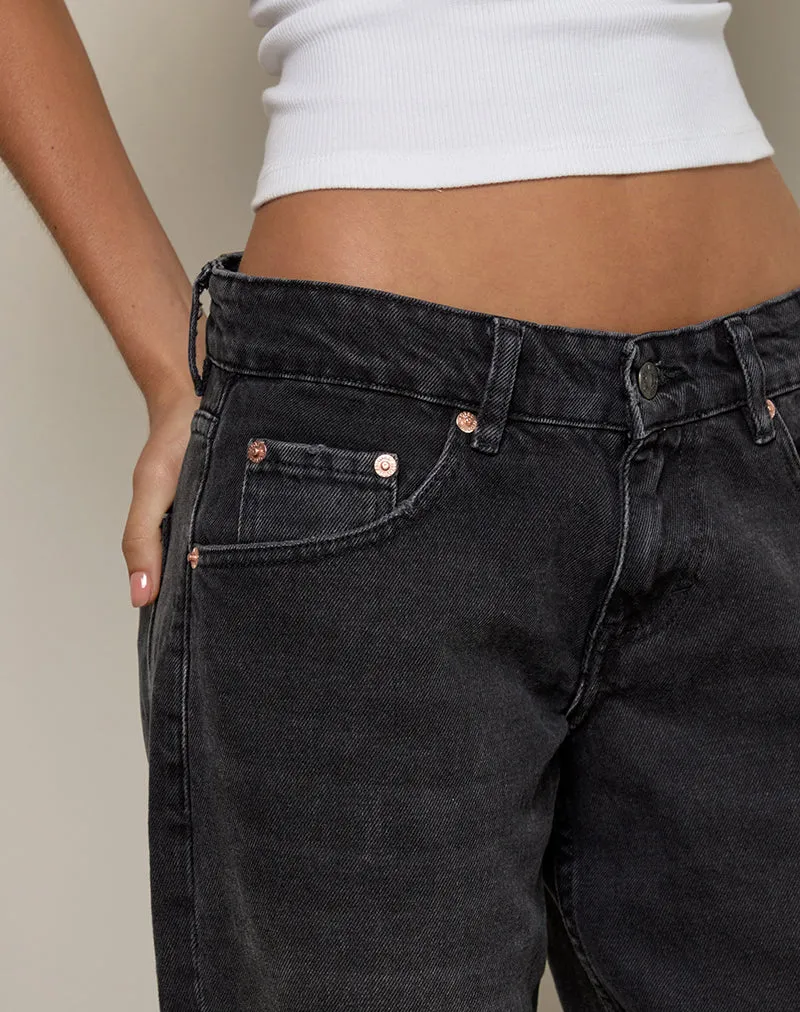 Low Rise Roomy Jeans in Washed Black Grey Fall Core