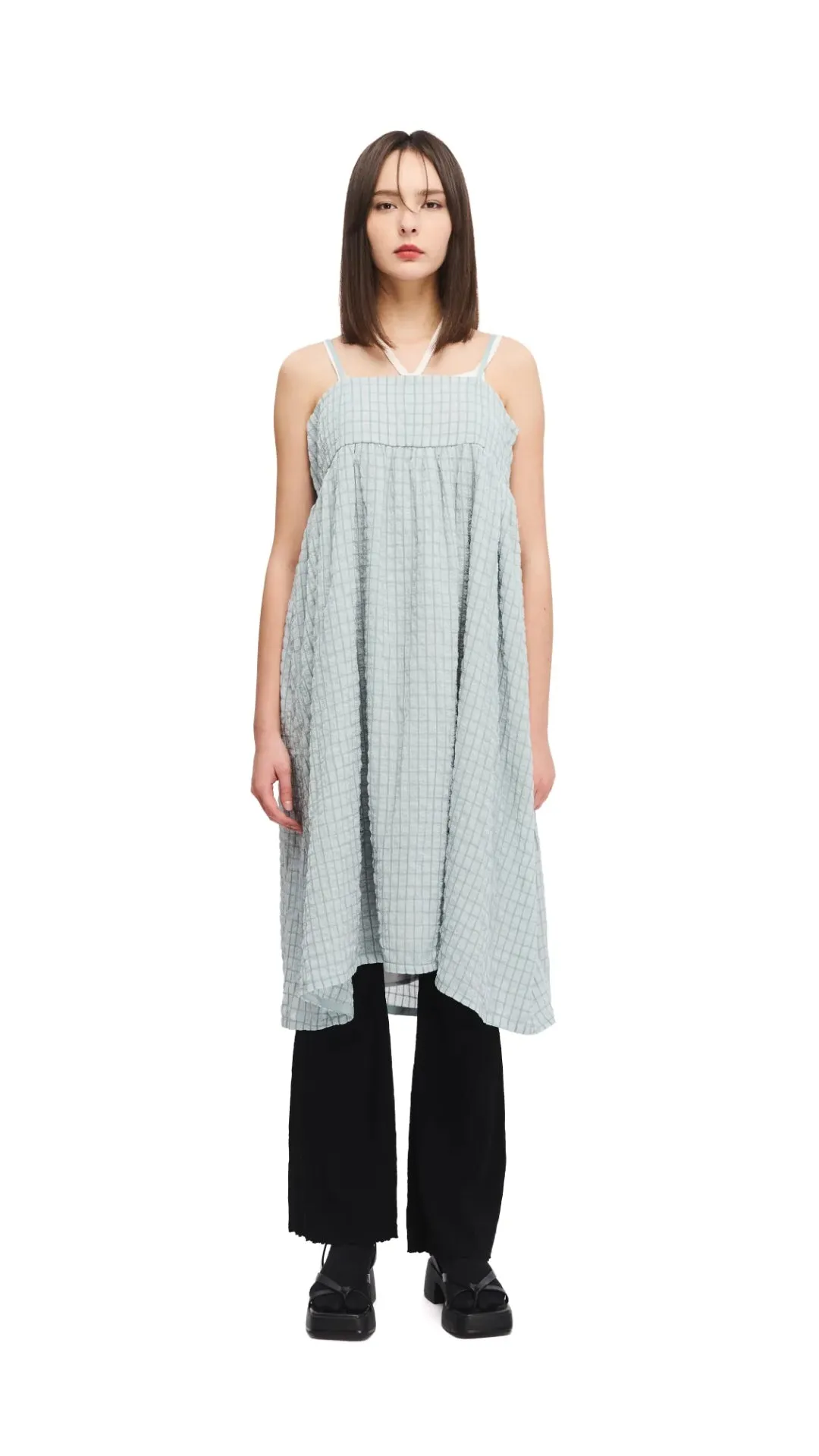 Windproof Outer Layer TaglessLabel Wrinkle Chiffon Slipdress