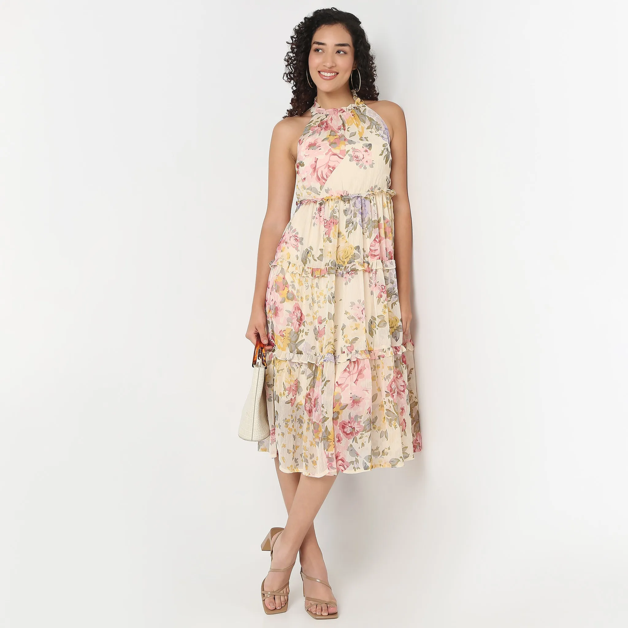 Floral Sleeveless Flared Dress Euro Mood