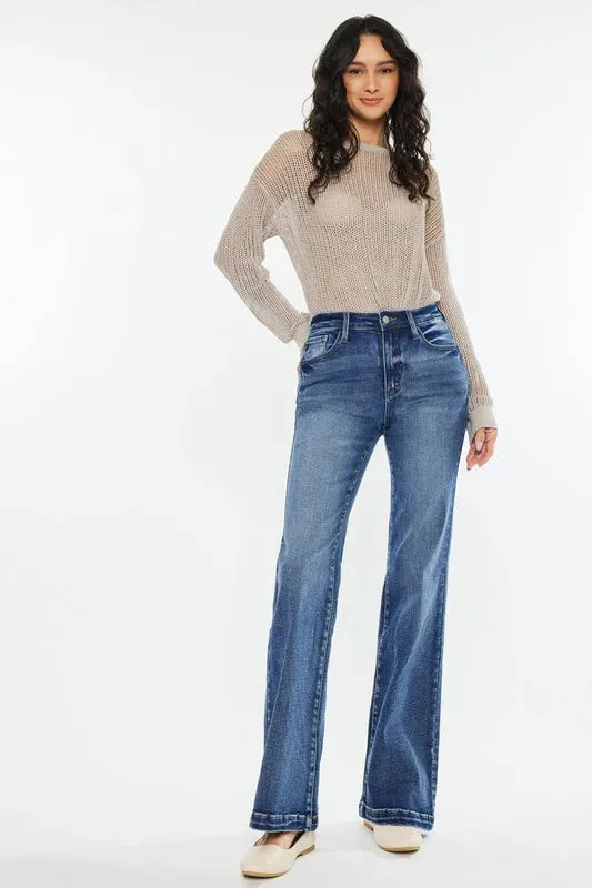Sustainable production Kan Can High Rise Dark Wash Wide Leg Flare Jeans