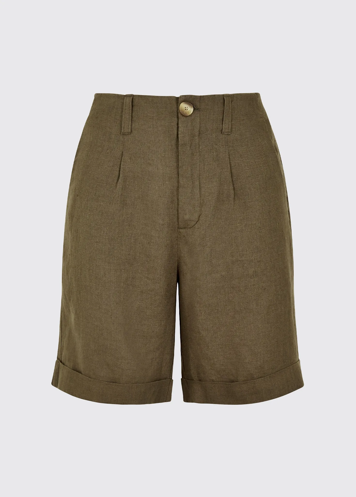 Maryland Women??s linen shorts - Khaki Recycled Polyester