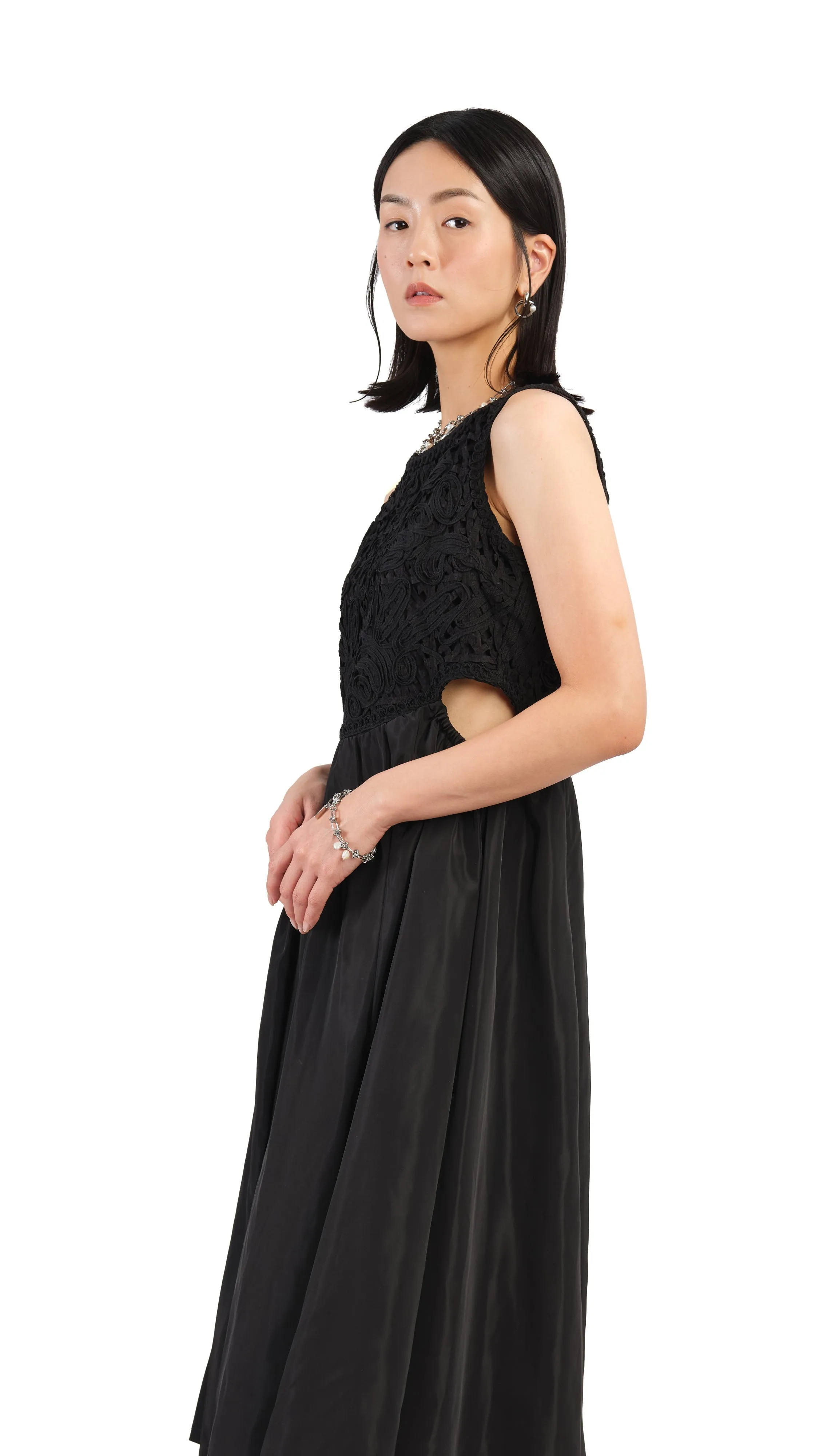 Cord Embroidery Dress Street Glow FlexibleCollarDesign