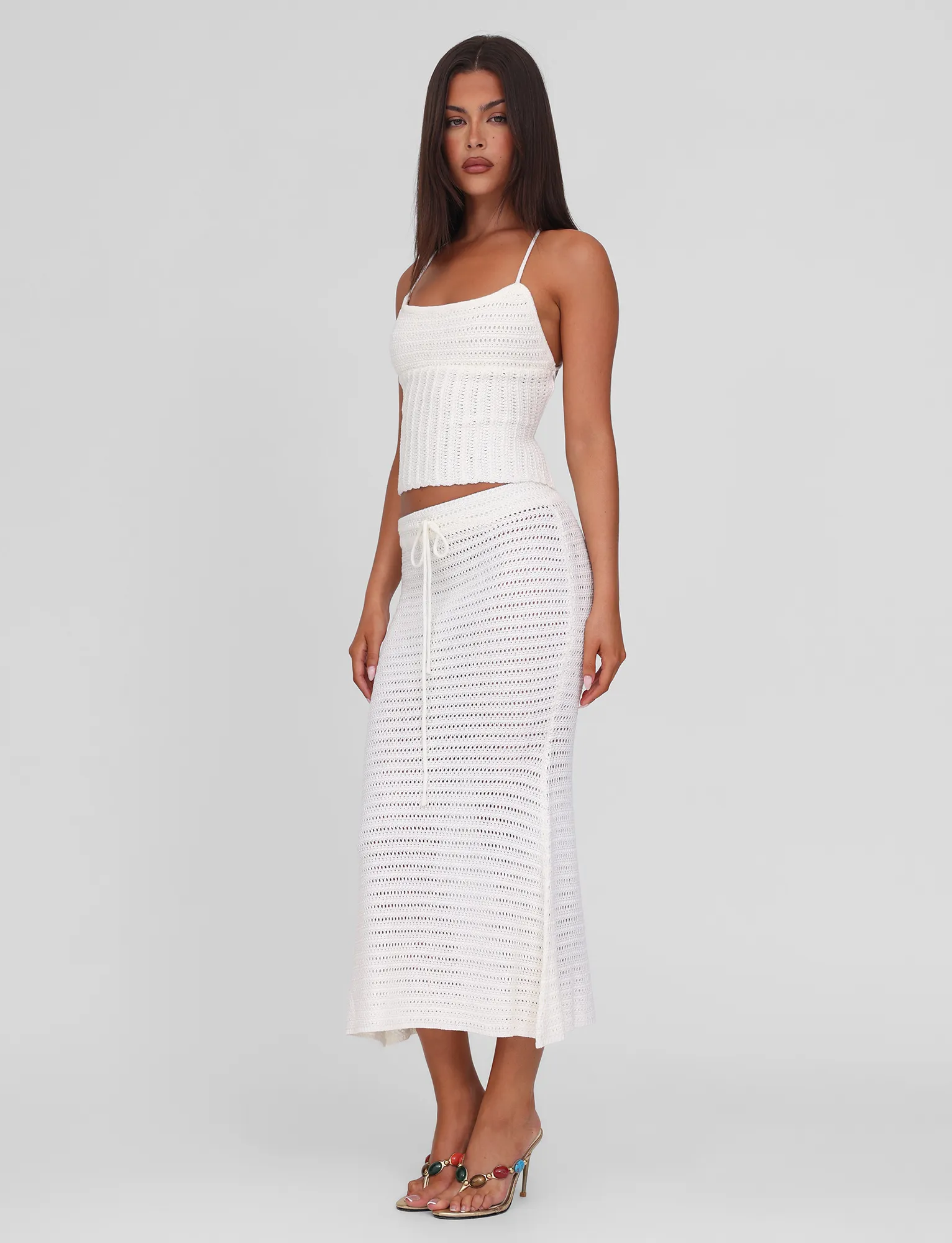 EMELYN MIDI SKIRT - CREAM Bamboo Fiber
