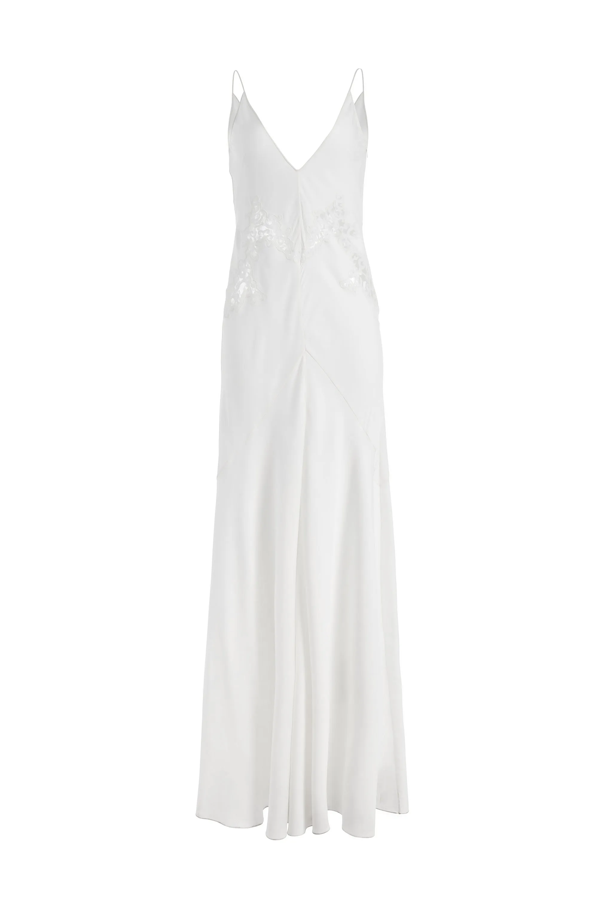 MoistureManagement Technology Wonder Core Apuleius Lace Slip Maxi Dress in Ivory Silk Crepe