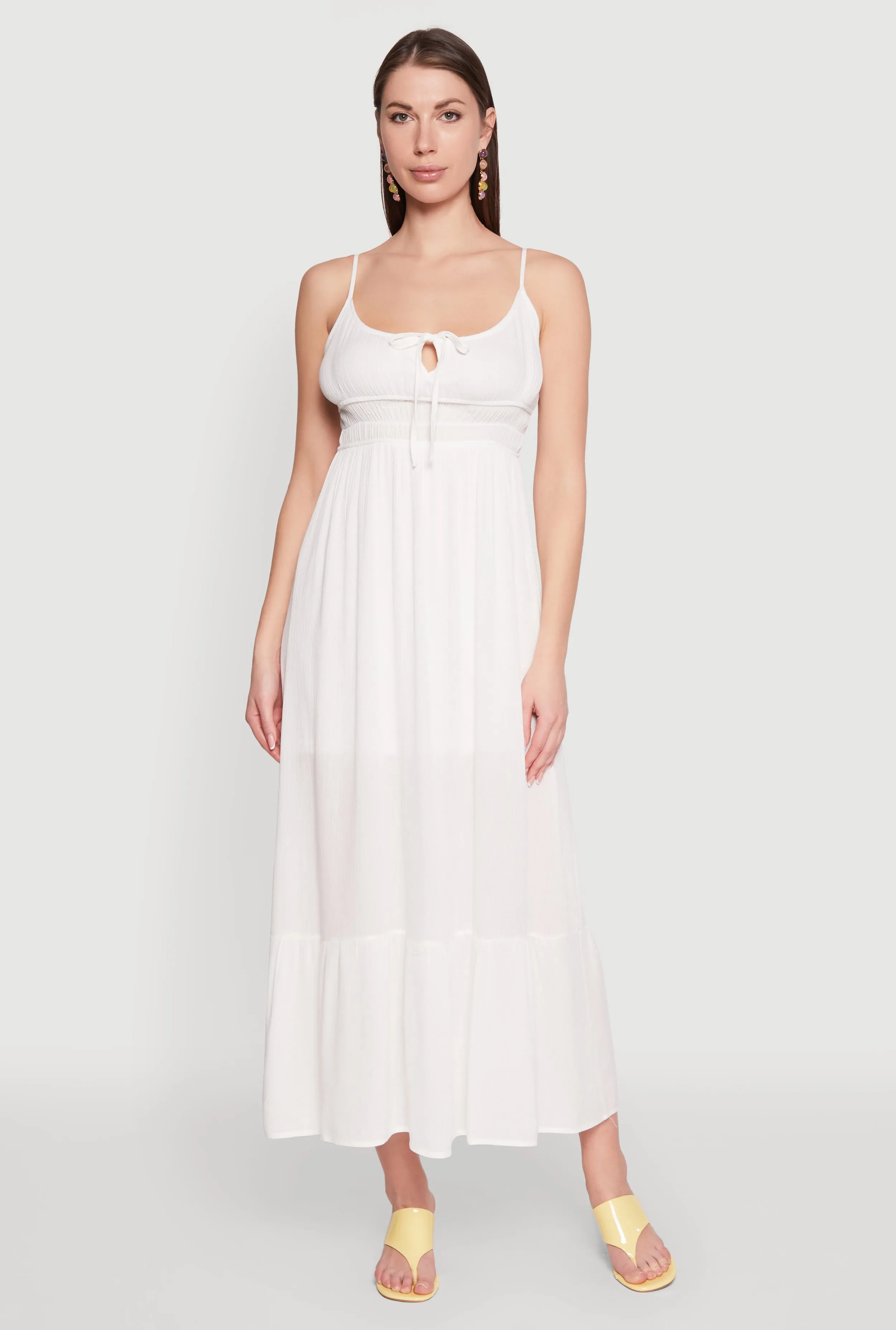 Tile Glow Metro View Tie Front Keyhole Maxi Dress