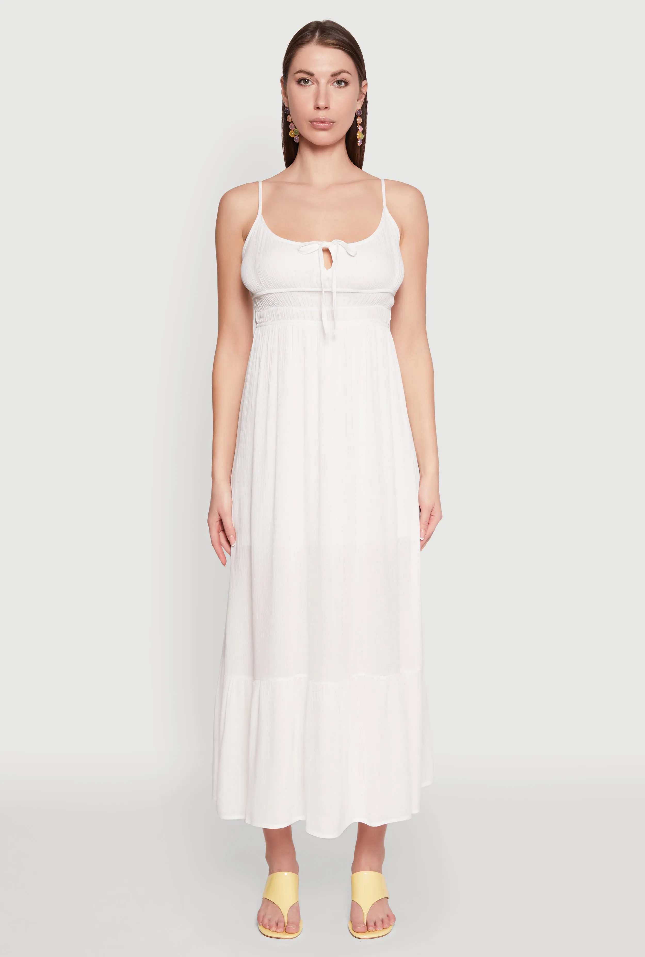 Versatile event attire Tie Front Keyhole Maxi Dress