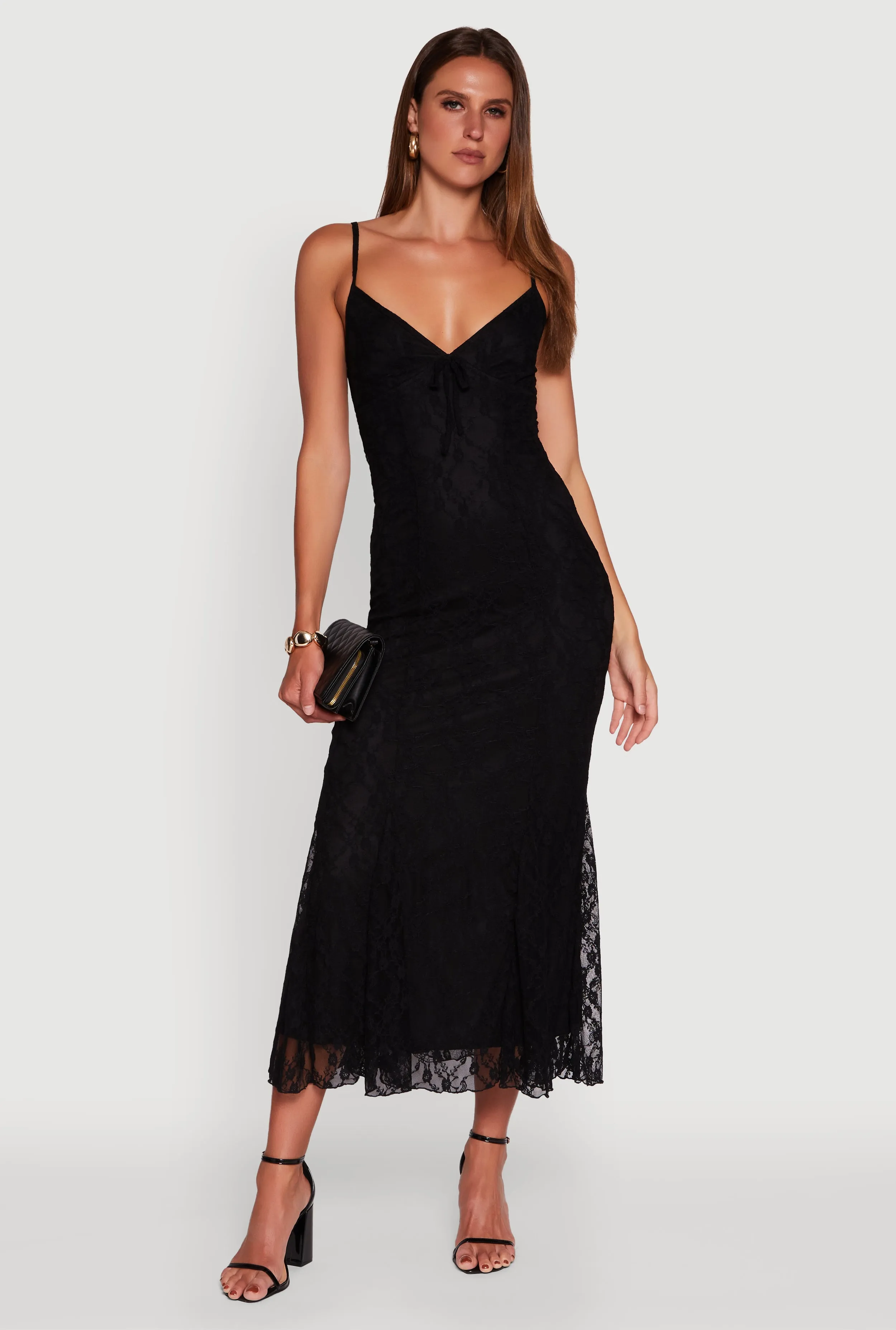 Lamp Glow Floral Lace Overlay Mermaid Maxi Dress