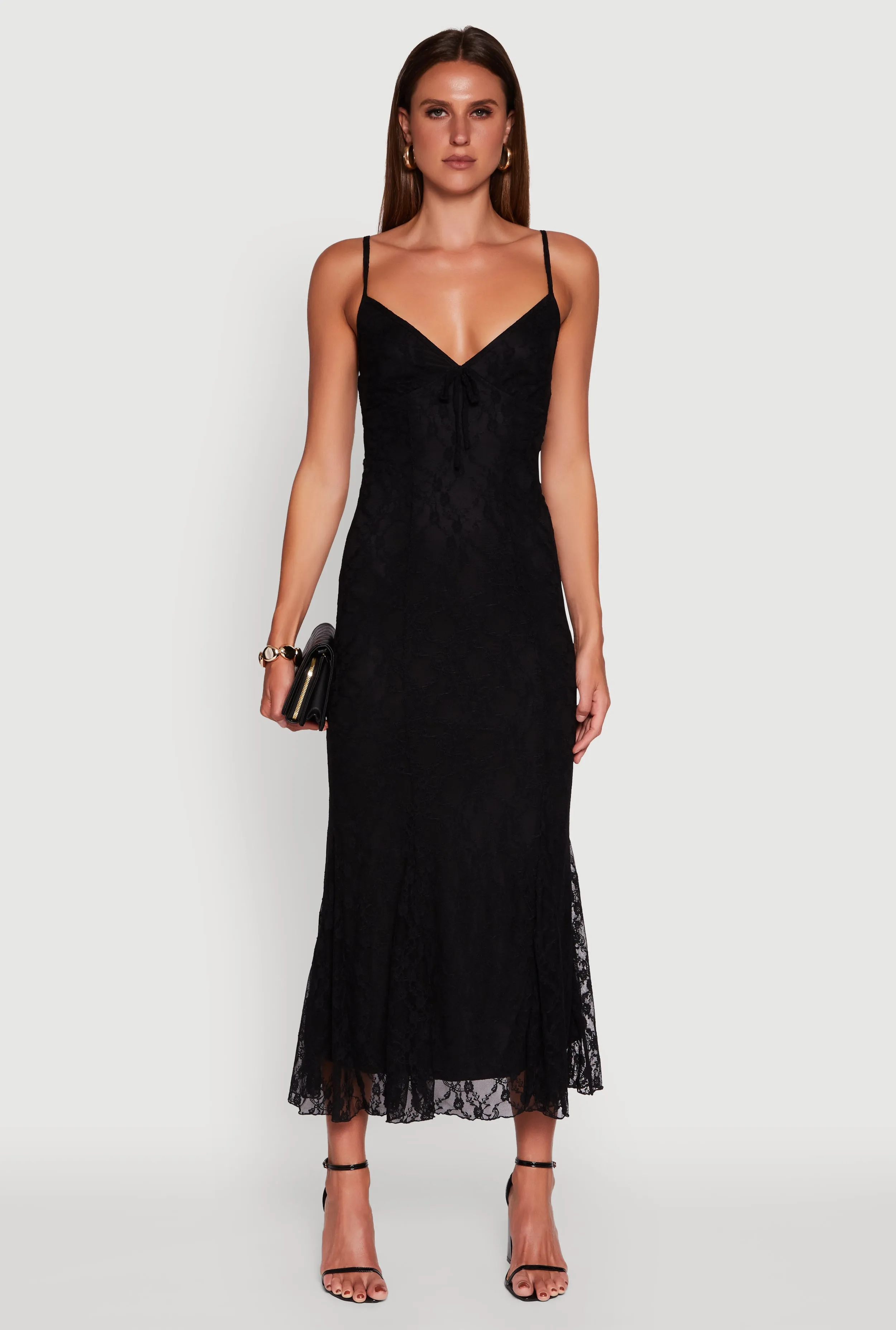 Shell Glow Floral Lace Overlay Mermaid Maxi Dress