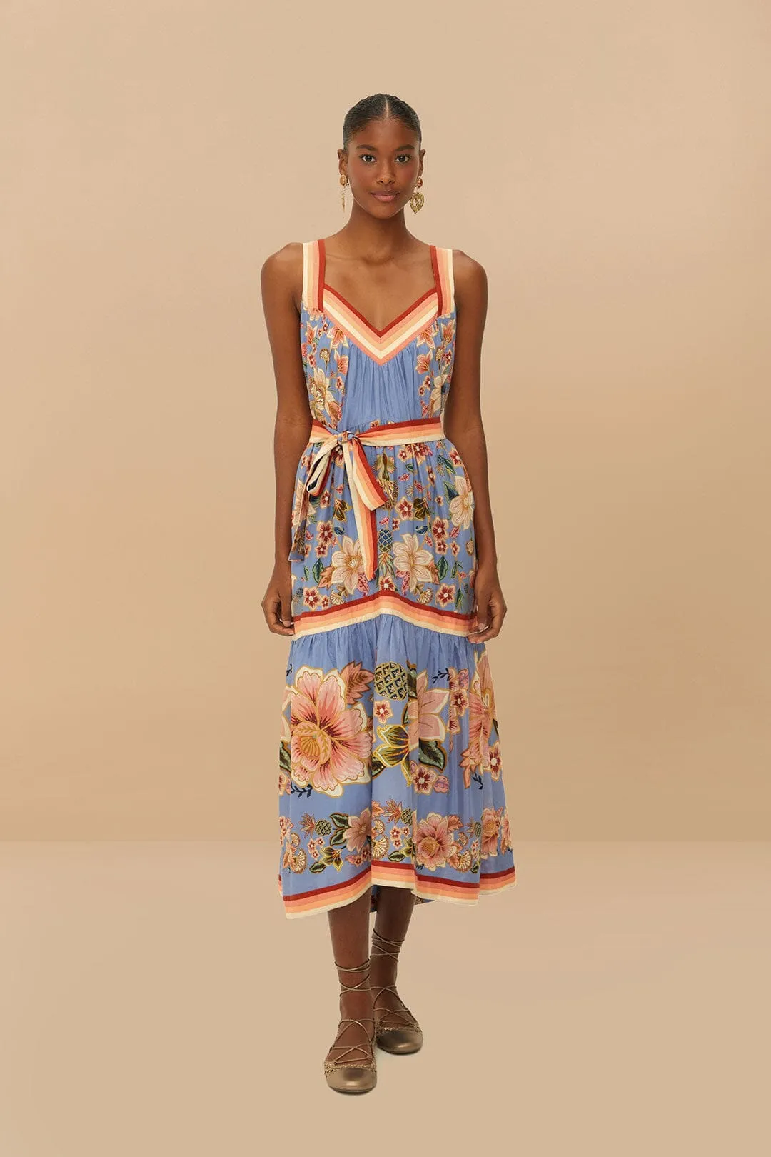 Trim Glow The dress??s simple design allows you to dress it up or down depending on your style Blue Superbloom Tapestry Maxi Dress