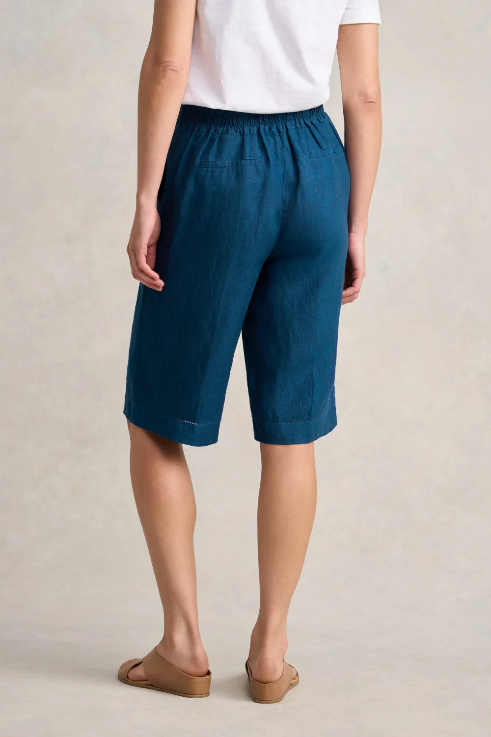 Waist Tab Linen Short - Navy Delave Clean Finish Soft Layers