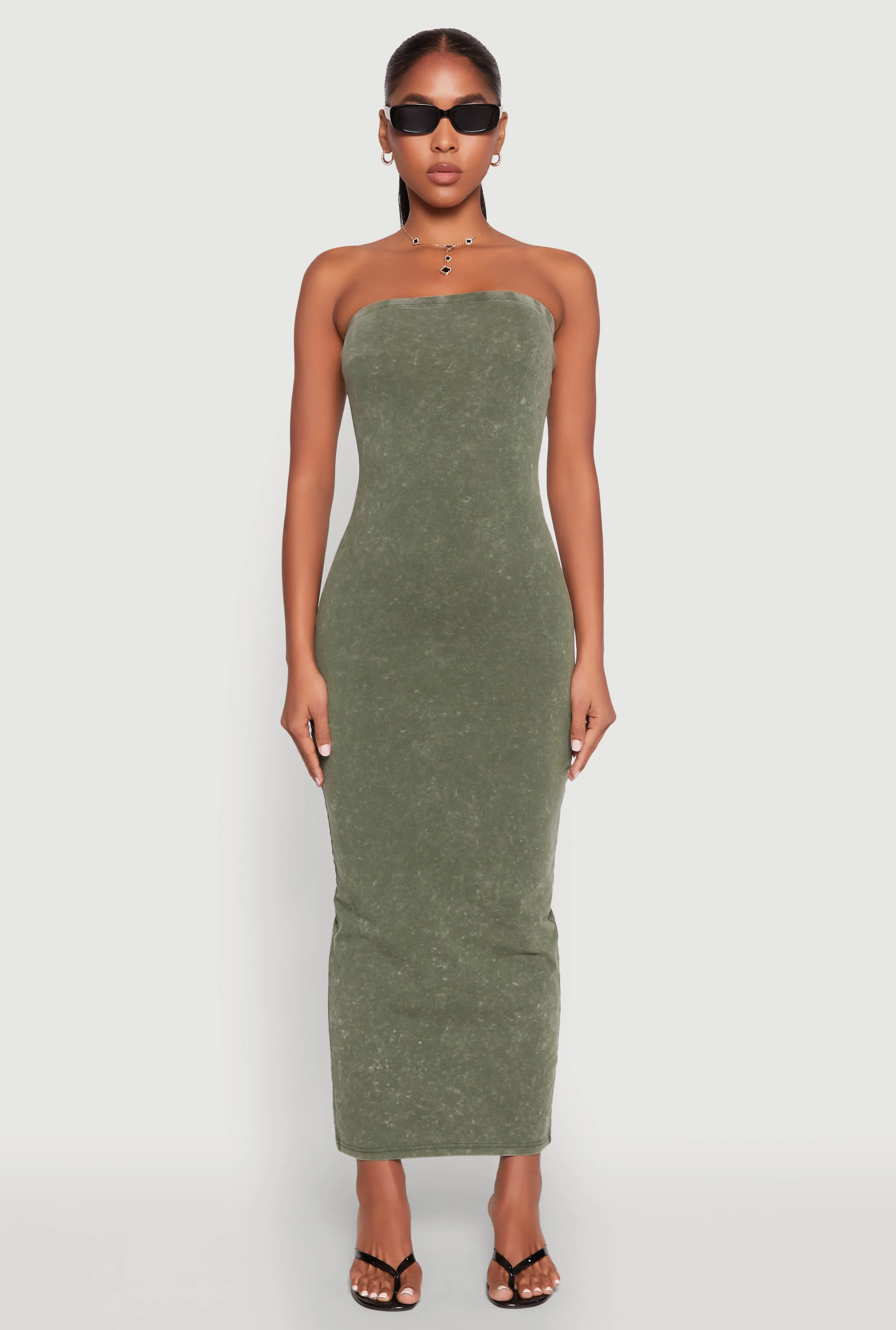 Heat Proof Daisy Mineral Wash Maxi Tube Dress