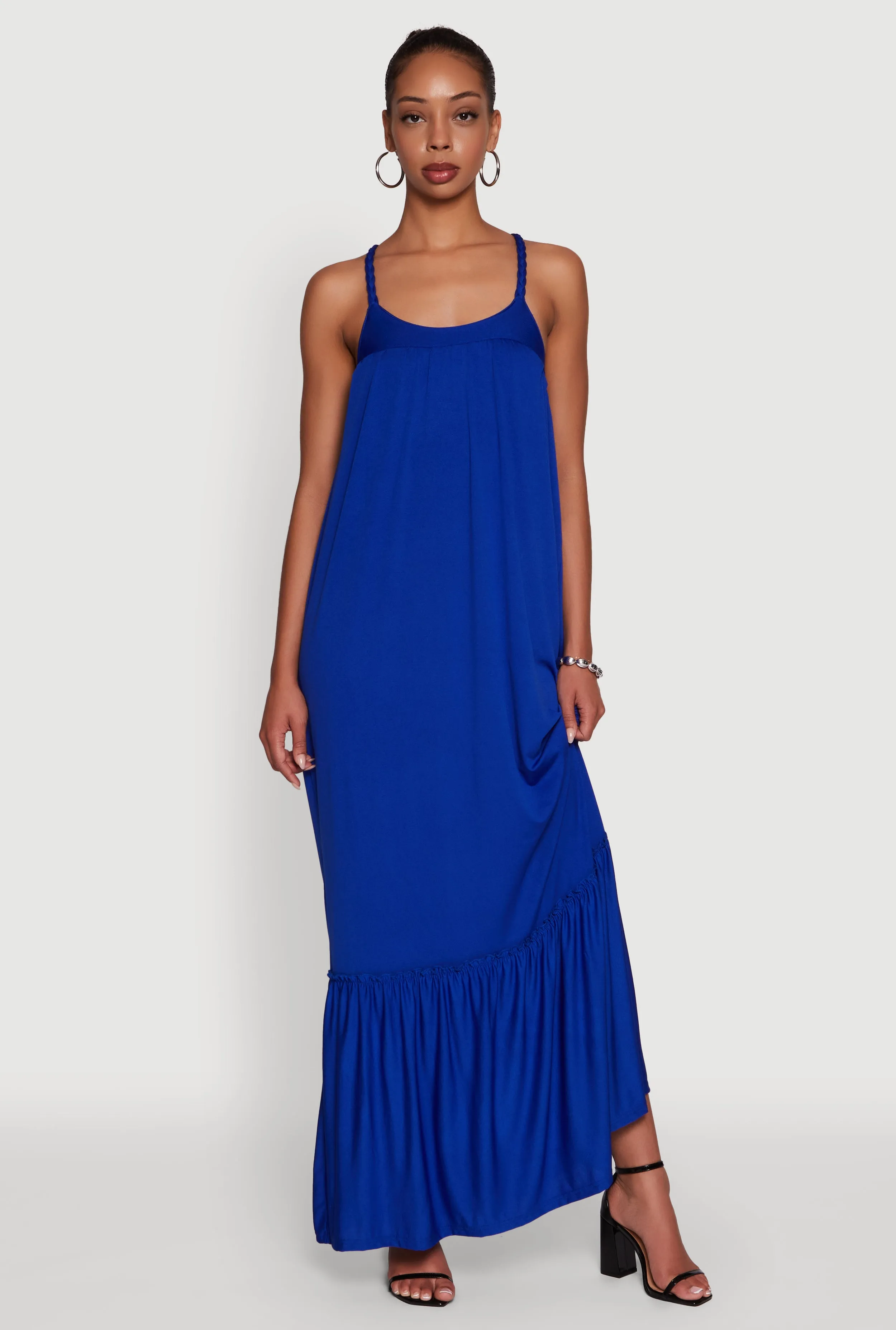 Elegant Braided Sleeve Tiered Maxi Dress Designed to suit all body types this dress provides a flattering fit for every figure A-Line Cut