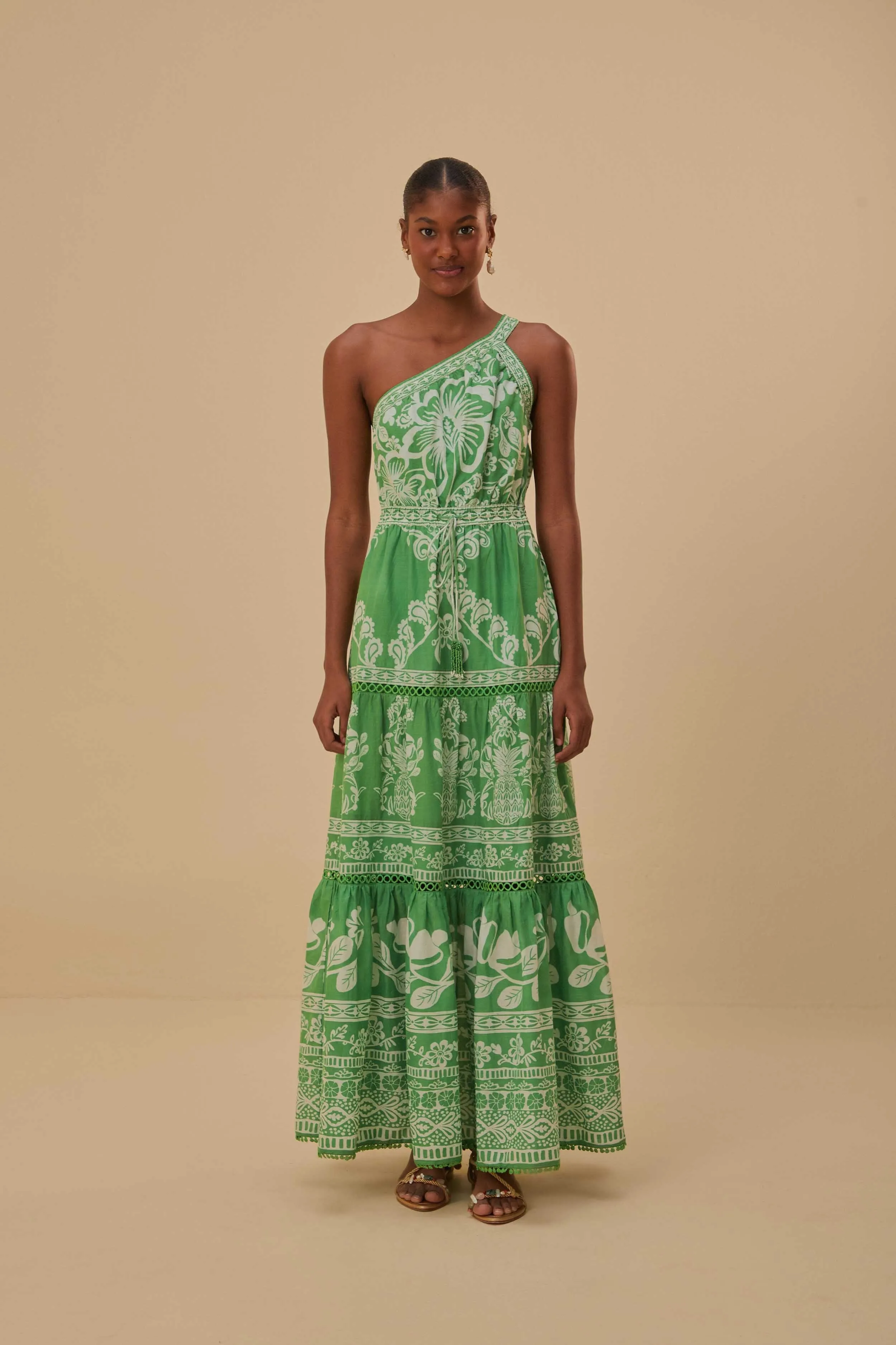 Dream Flow Soft Dawn Green Sweet Garden Maxi Dress