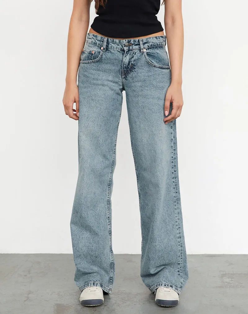 Skin Hug Low Rise Parallel Jeans in Vintage Blue Wash
