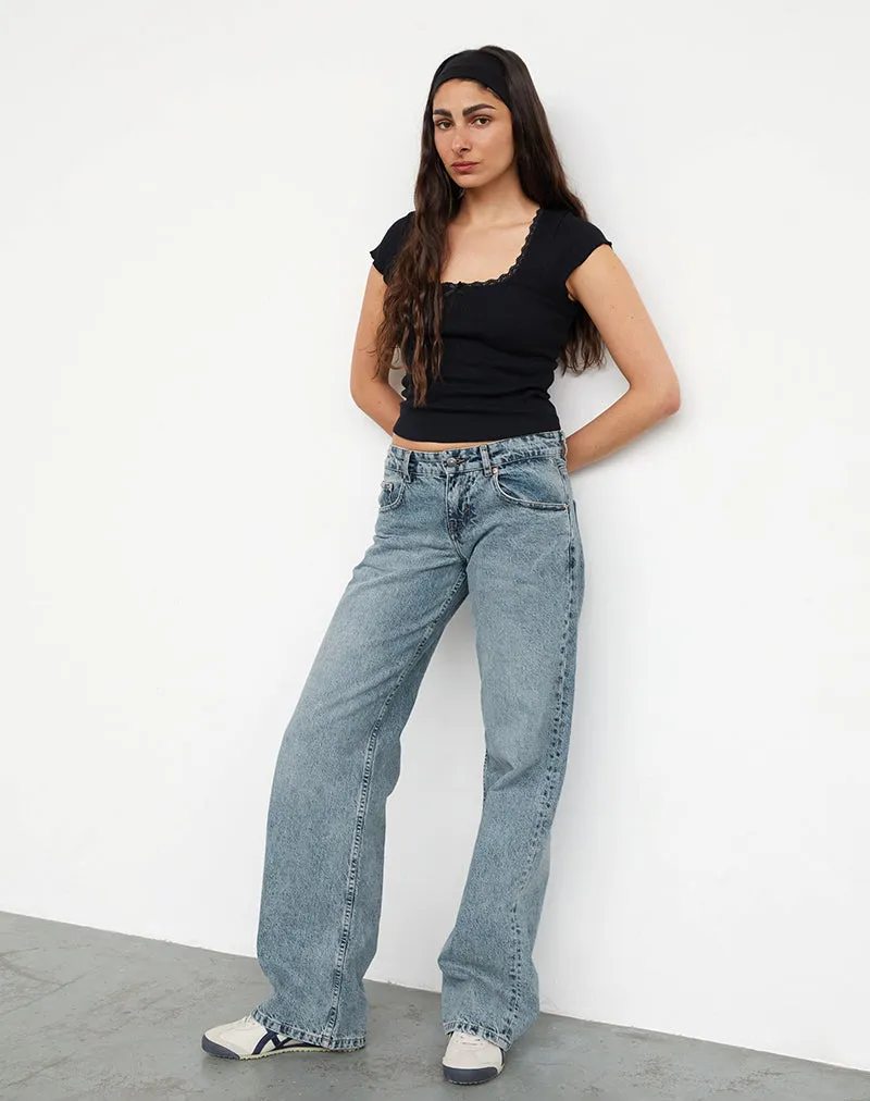 Low Rise Parallel Jeans in Vintage Blue Wash MachineWashable