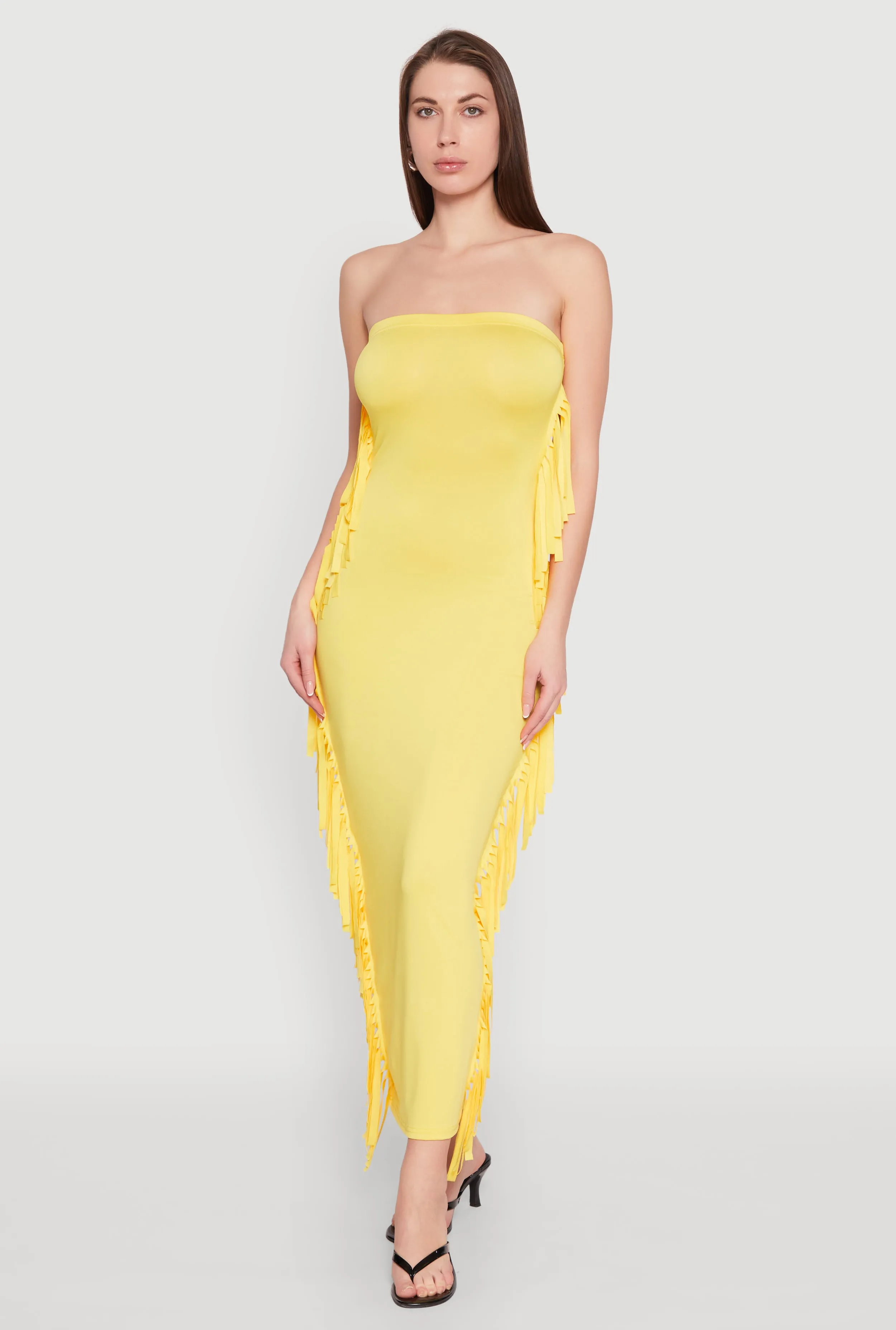 Sun shield Window Glow Side Fringe Maxi Tube Dress