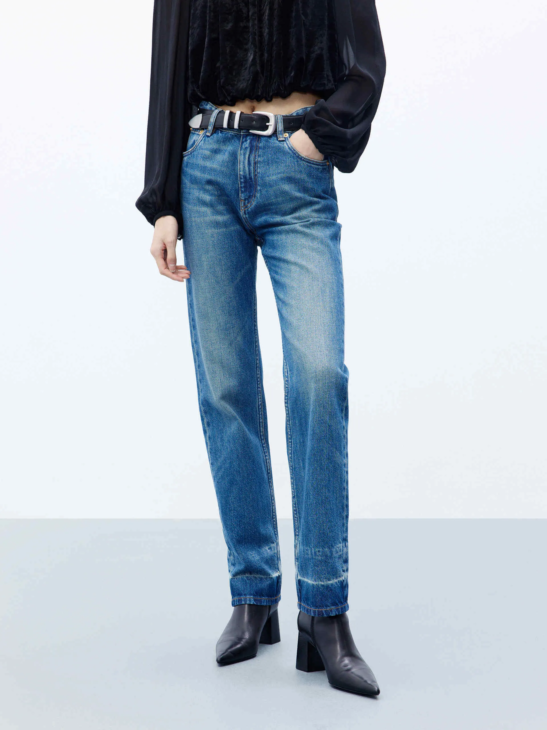 Teen Outfit Night Out Party Look Straight Leg Washed Jeans