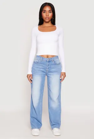Seamless Double Layered Long Sleeve Crop Top Essential Casual