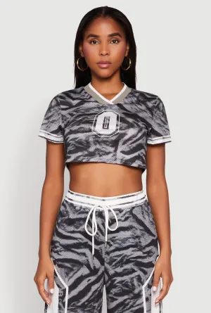 Light Fit Wear Graphic Zebra Print Cropped Football Jersey