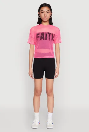 Casual Look Fuzz Free Surface Faith Fishnet Top