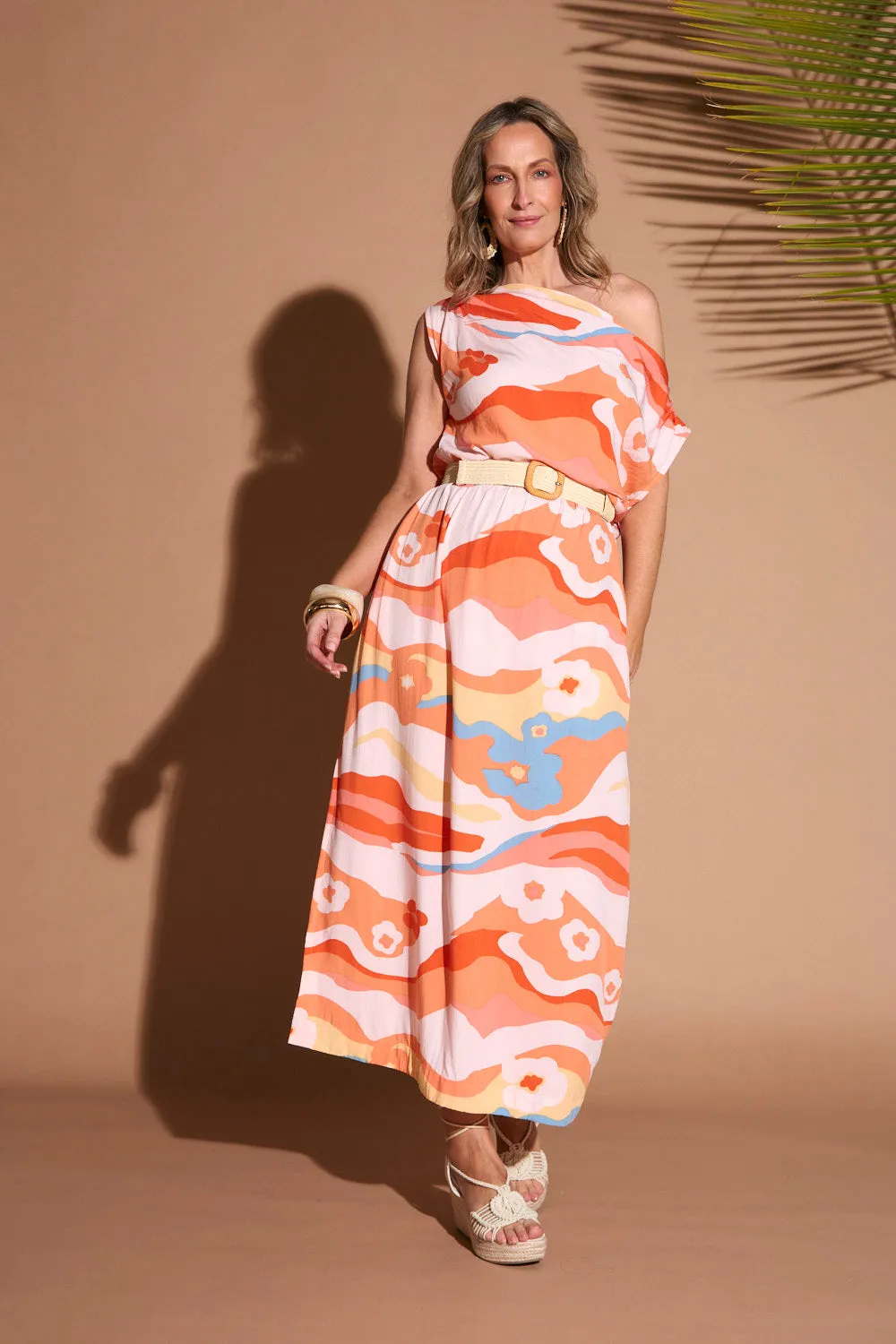 Comfortable evening wear Relaxed fit formal wear Alice Drop Shoulder Maxi Dress in Solene Orange