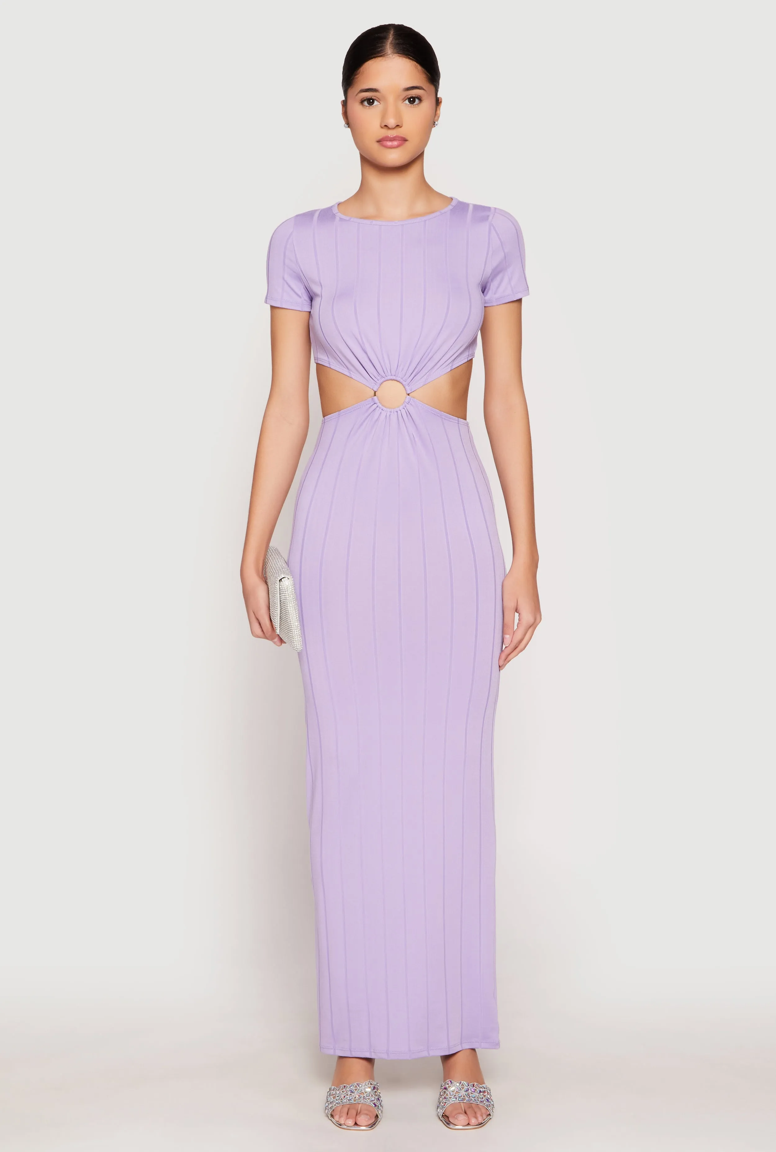 Meadow Air Joy Soul Ribbed Knit O Ring Cut Out Maxi Dress