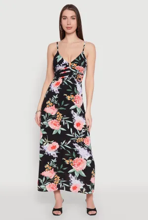 Flower Lane Star Light Peony Lavender Print Empire Waist Maxi Dress