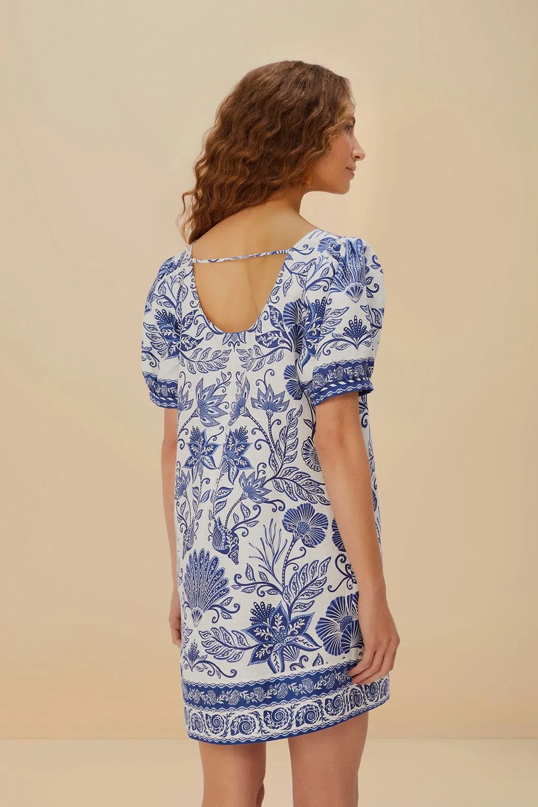Off-White Shell Garden Euroflax? Premium Linen Mini Dress Diagonal Draping Effect Moisture wicking