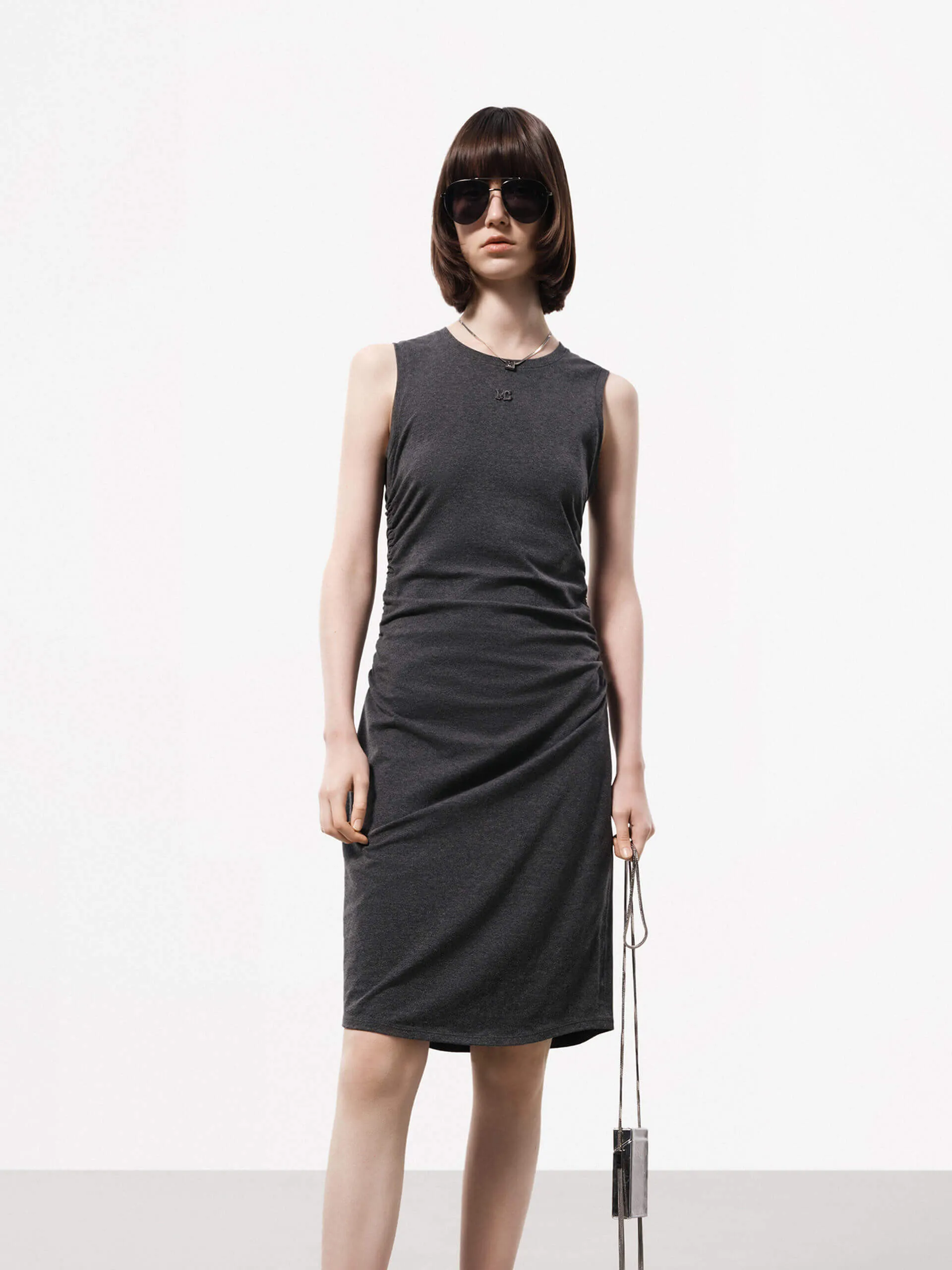 Pleated Waist Midi Dress Soft fabric mini