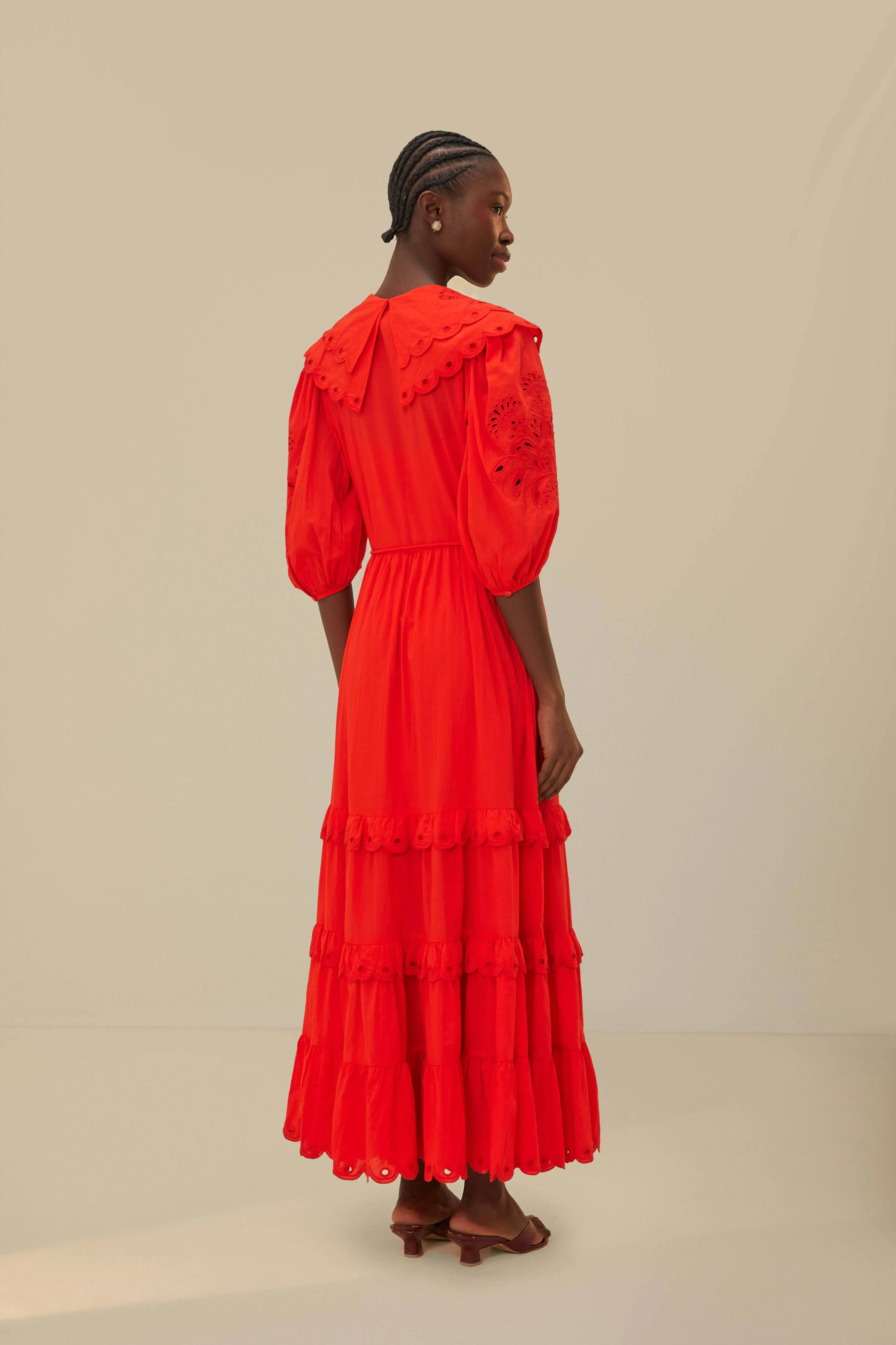 Platinum Shine Red Humming Bird Richelieu Maxi Dress