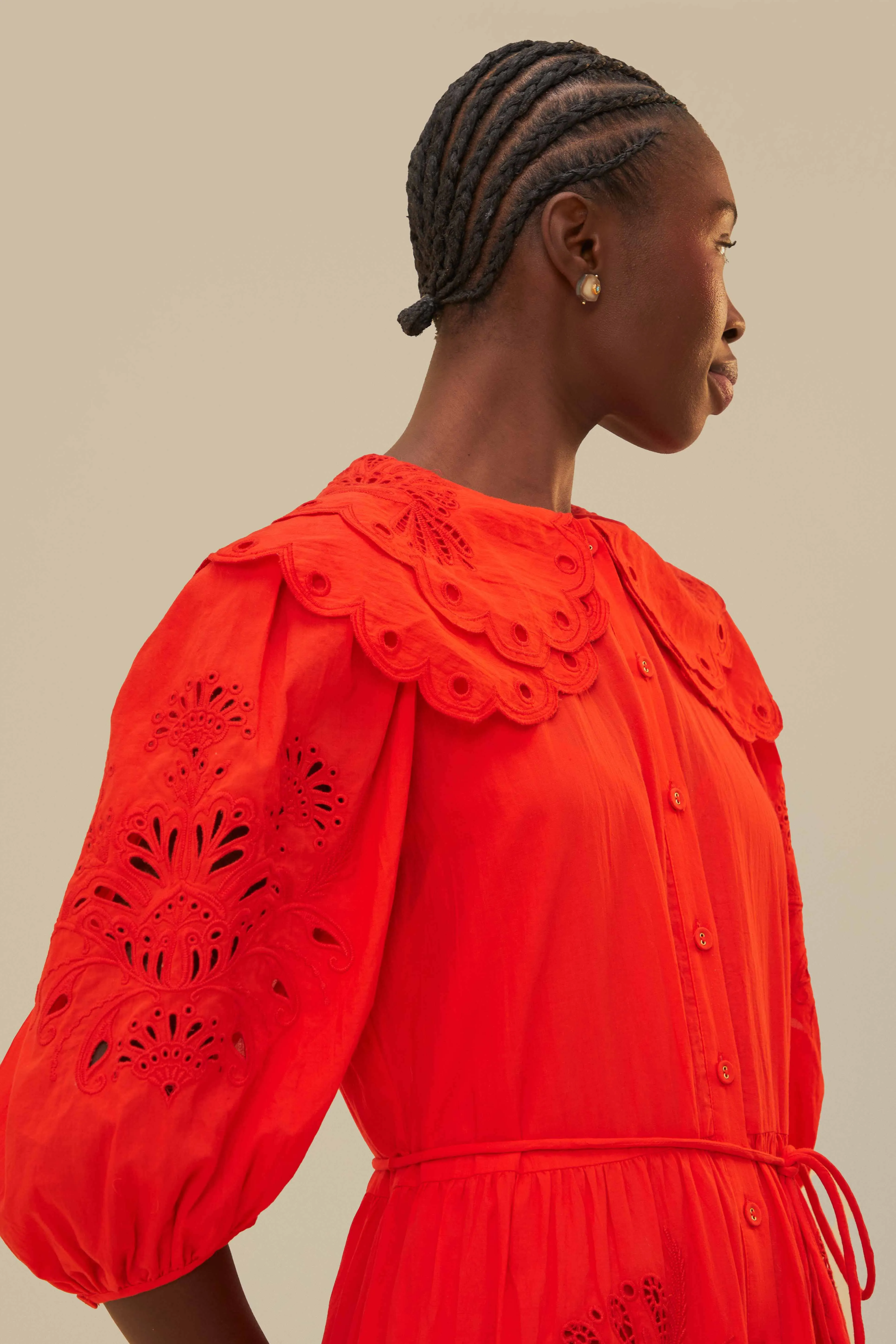 Red Humming Bird Richelieu Maxi Dress Bronze Tone