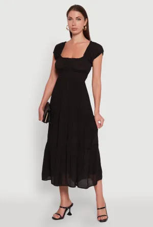 Timeless Short Puff Sleeve Empire Waist Maxi Dress Morning Glow