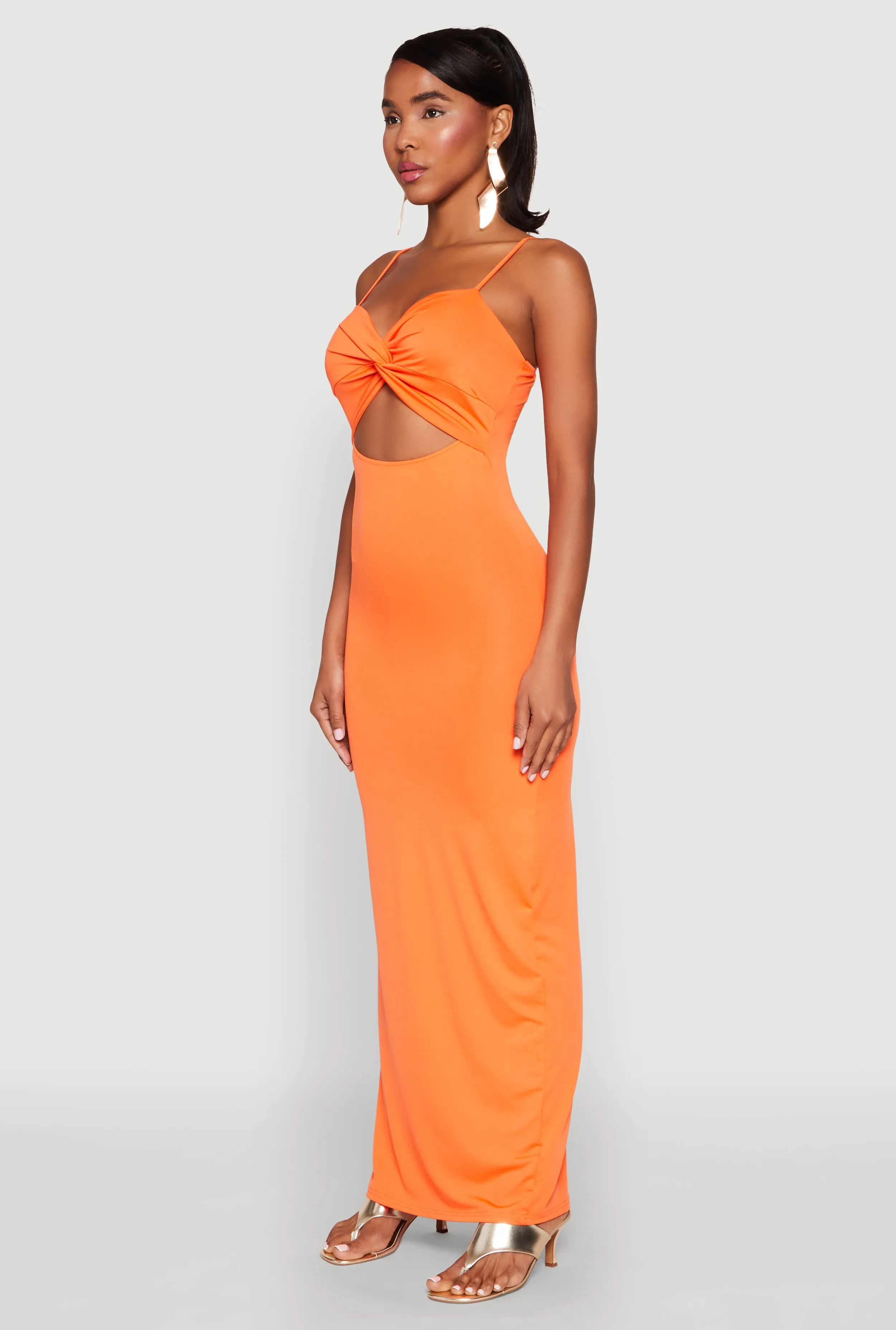 Bold Hue Twist Front Cut Out Maxi Dress