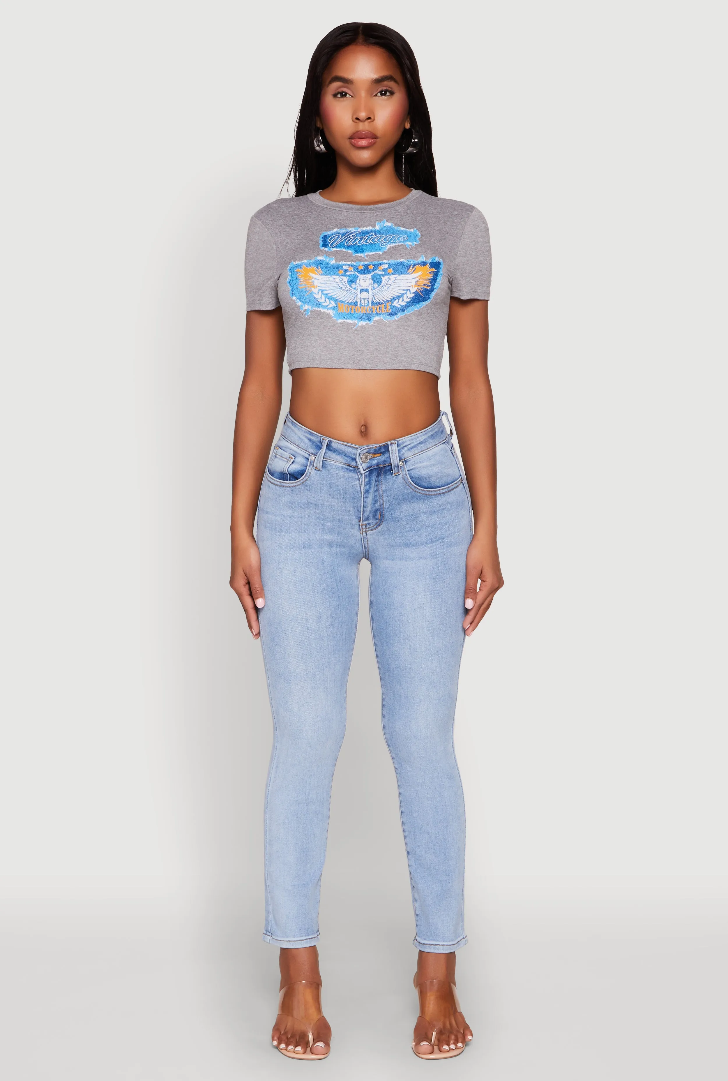Vintage Motorcycle Graphic Crop Top Comfy and Versatile