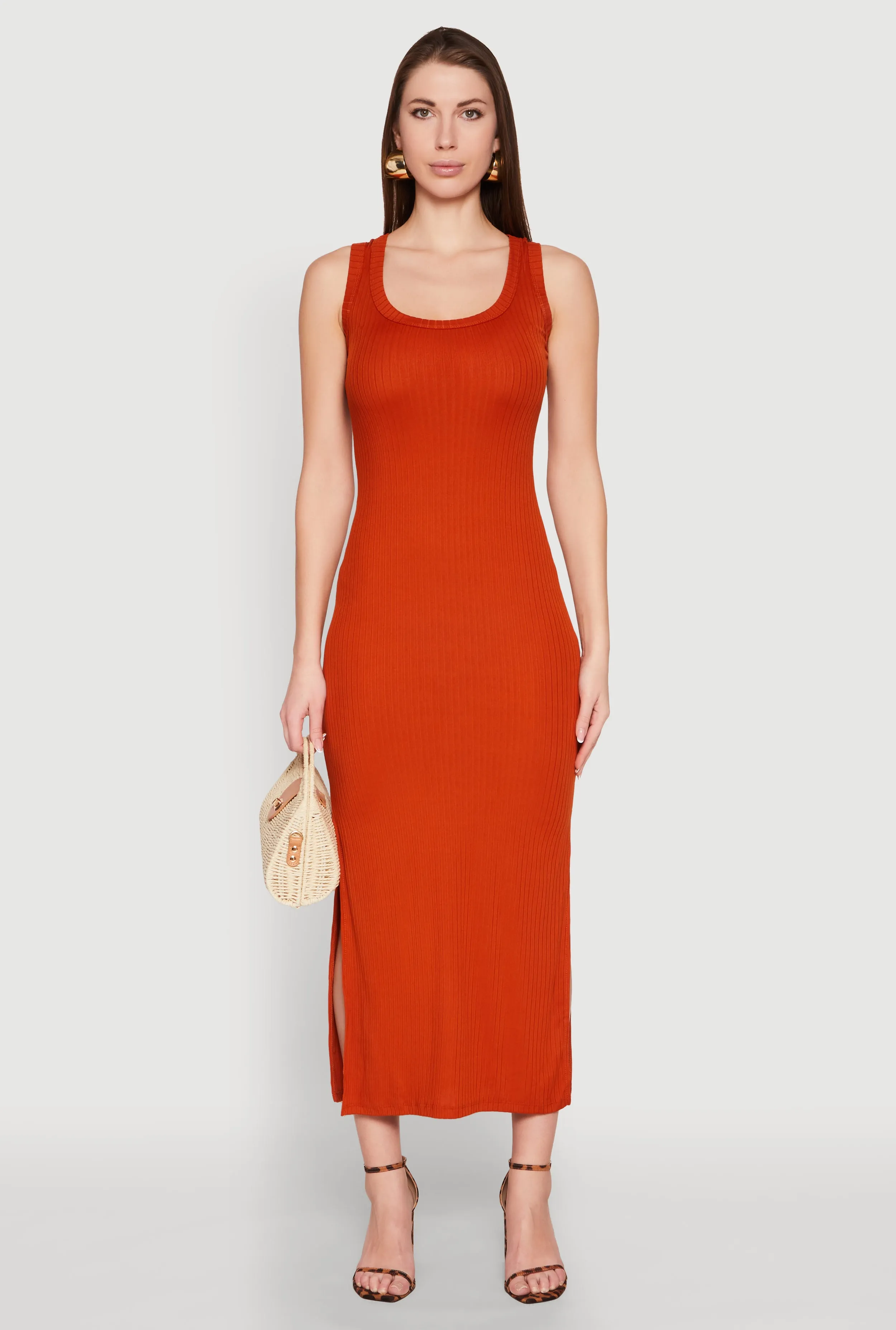 Ribbed Knit Scoop Neck Maxi Tank Dress Nordic Fresh With its relaxed fit this dress is perfect for both casual and formal settings