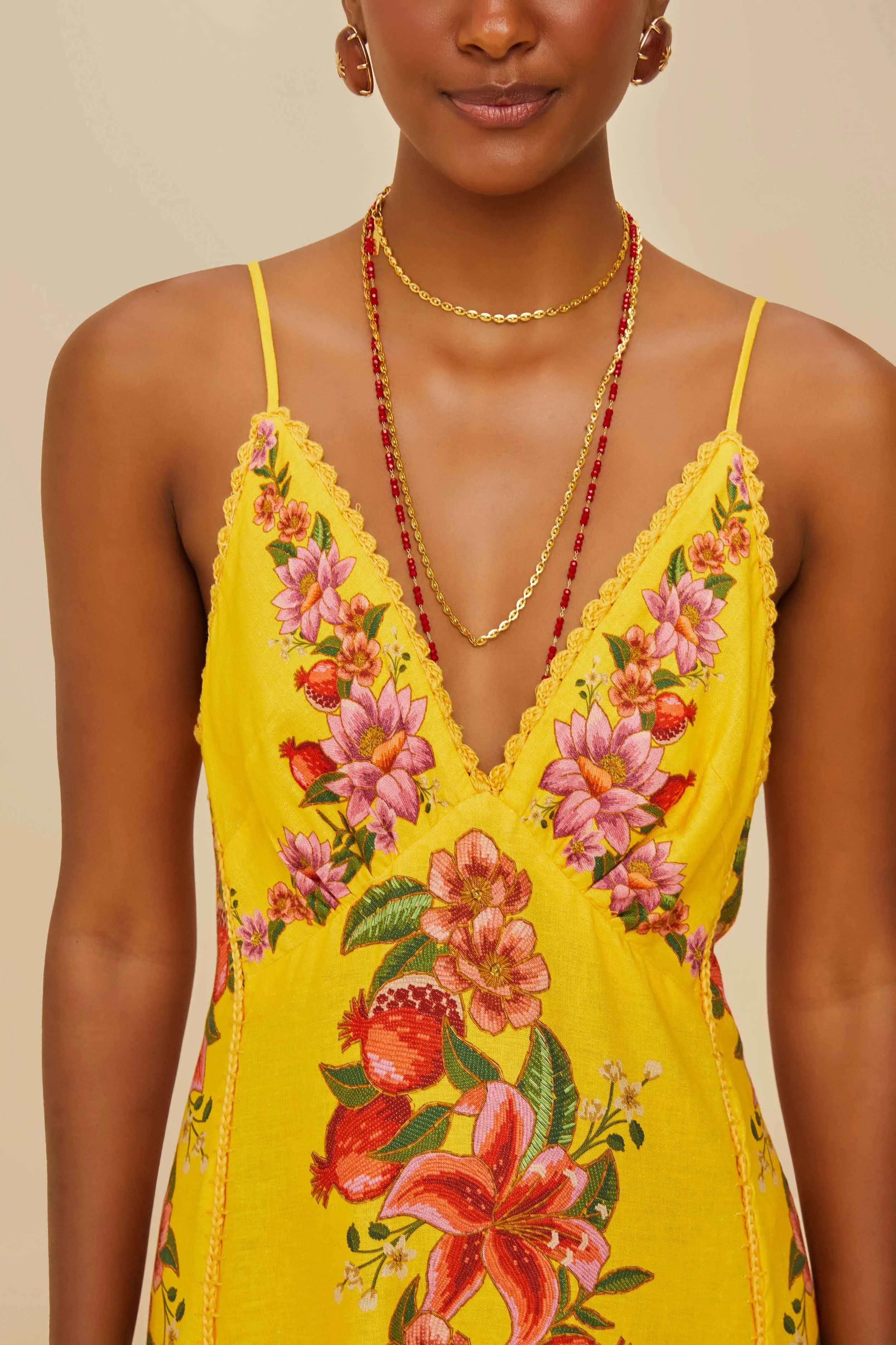 Sunset Peak Yellow Summer Fruit Scarf LENZING? ECOVERO? Euroflax? Maxi Dress