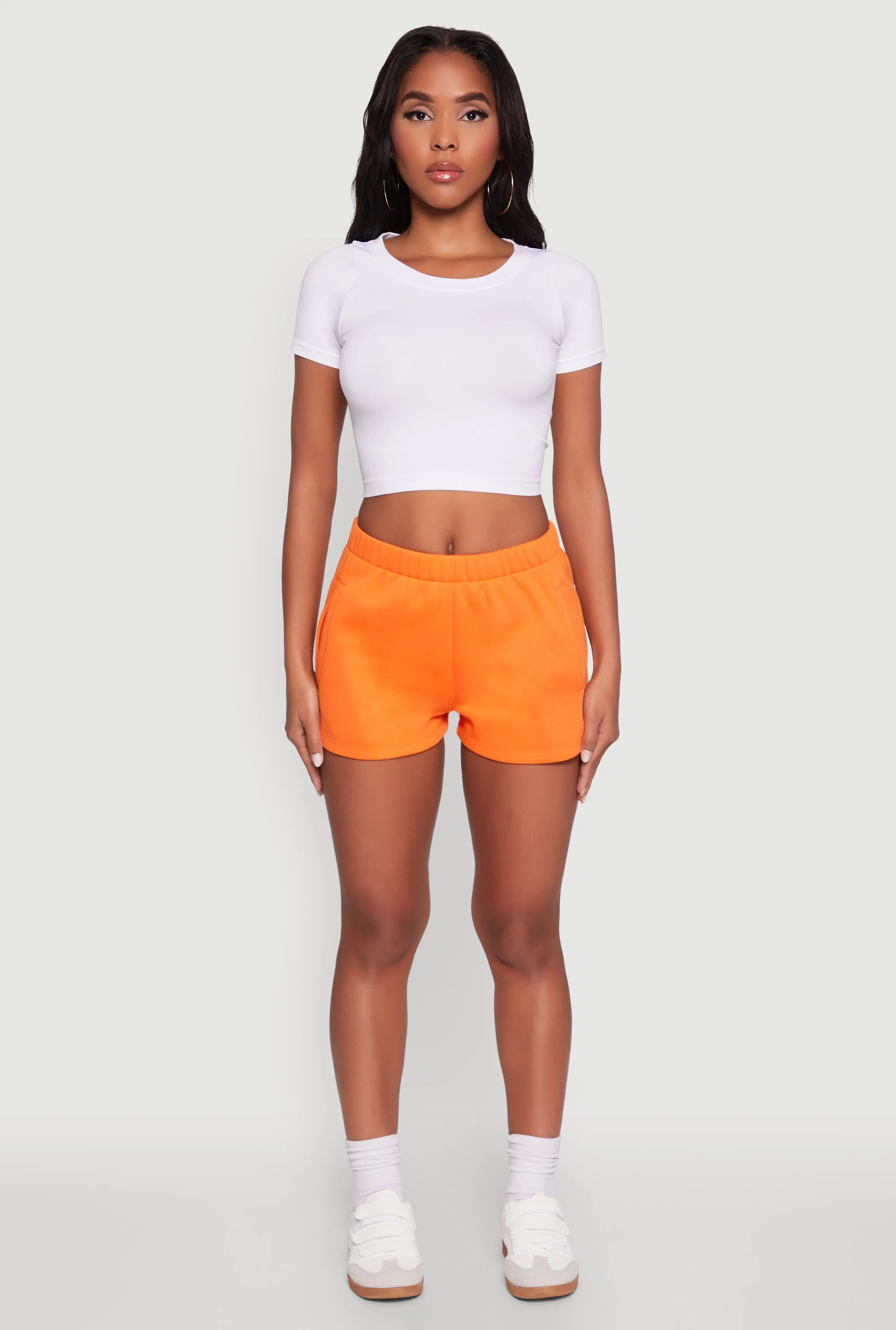 Compact Packable Design Activewear Fleece Lined Sweatshorts