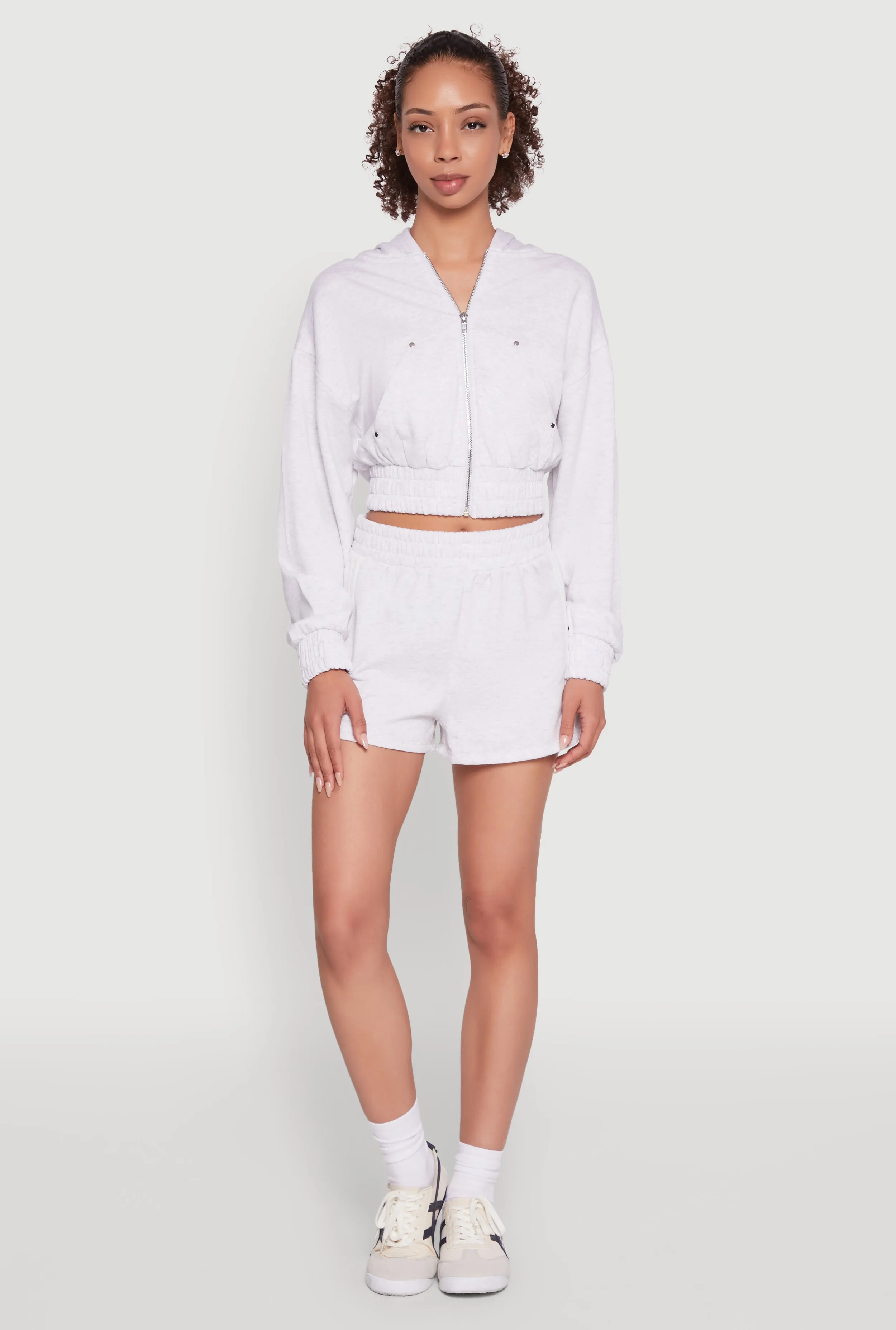 Iris High Waisted Varsity Stripe Fleece Shorts Breathable fabric construction mountain style