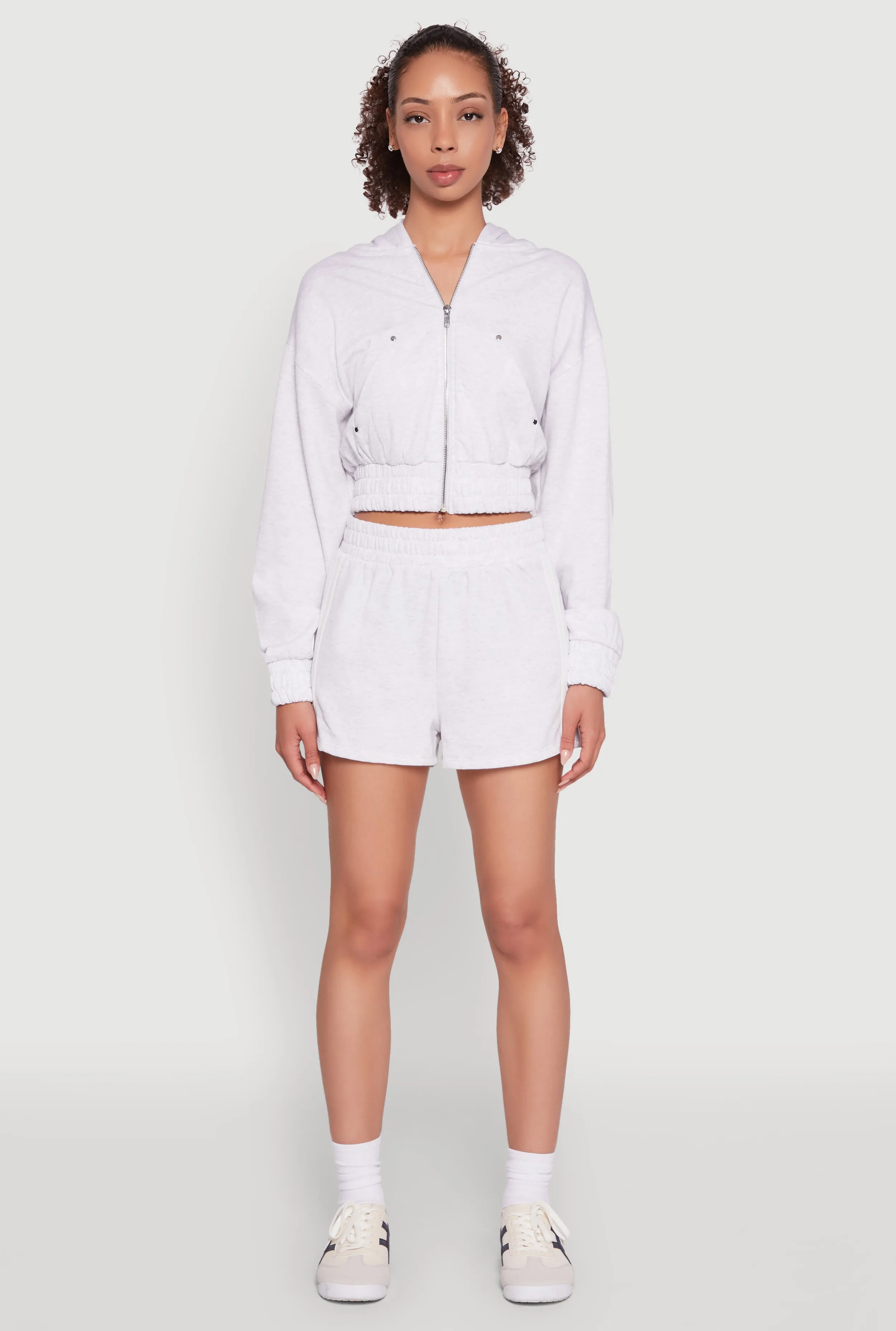 Non Binding Waistline Bold colors Iris High Waisted Varsity Stripe Fleece Shorts