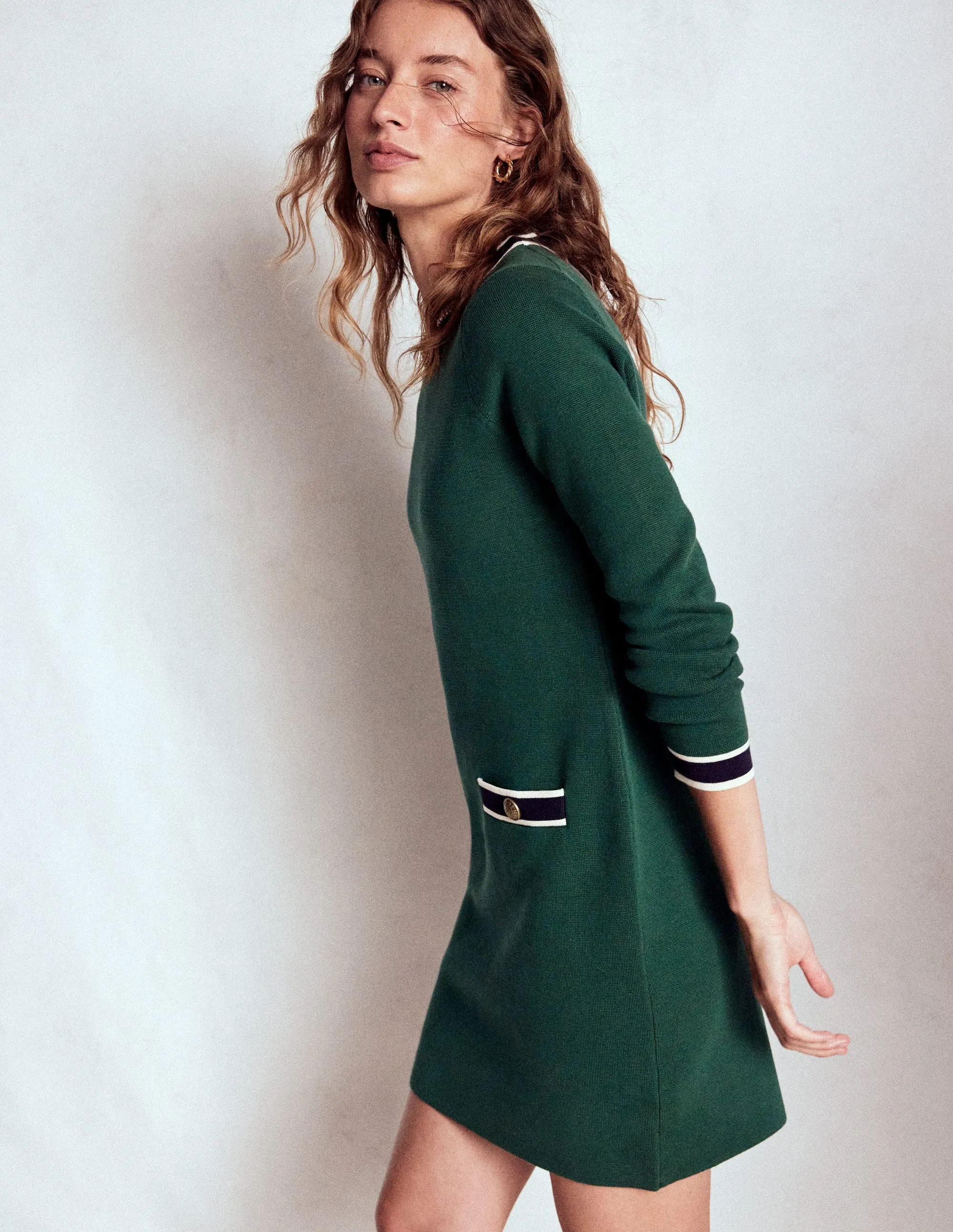 Holly Knitted Shift Dress-Emerald Night Summer Ready wrinkle free