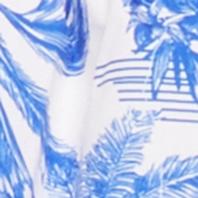 Easy-to-wear mini gown Photo Ready Tropical Toile Print Ruffle Tiered Halter Dress