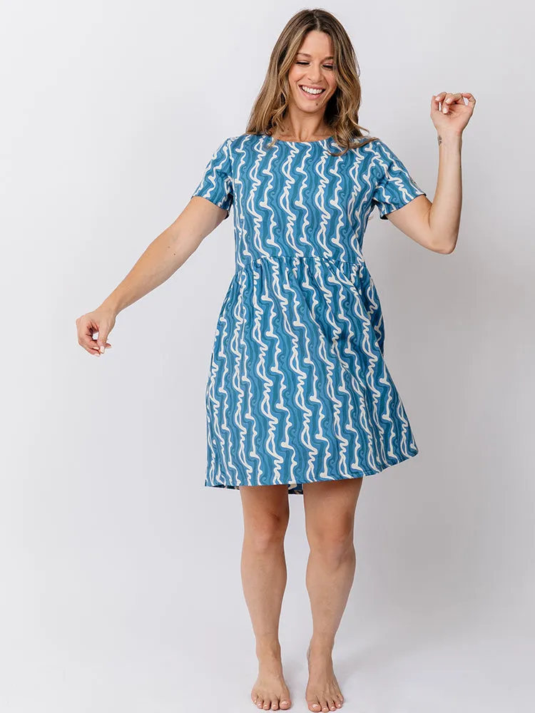 Still Glow PreShrunk Cotton Serenade Dress - Blue Samudra